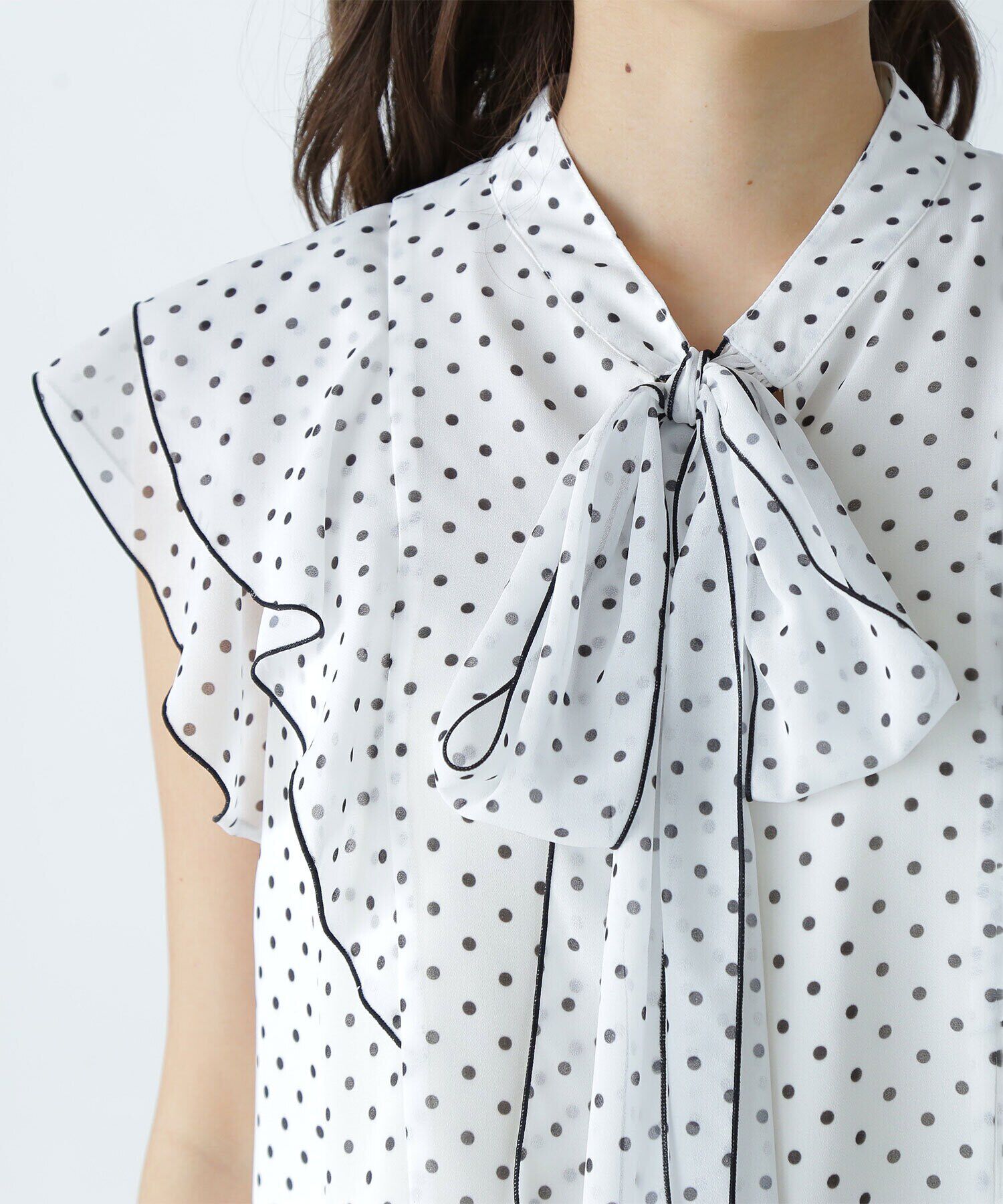  「リボンボウタイドットブラウス」|シャツ・ブラウス|