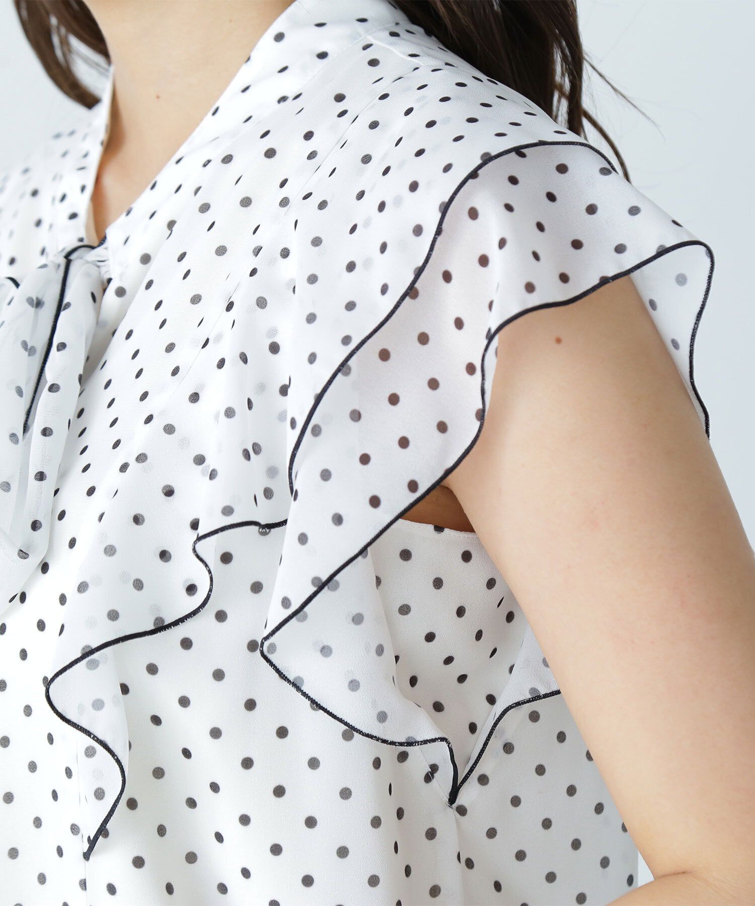  「リボンボウタイドットブラウス」|シャツ・ブラウス|