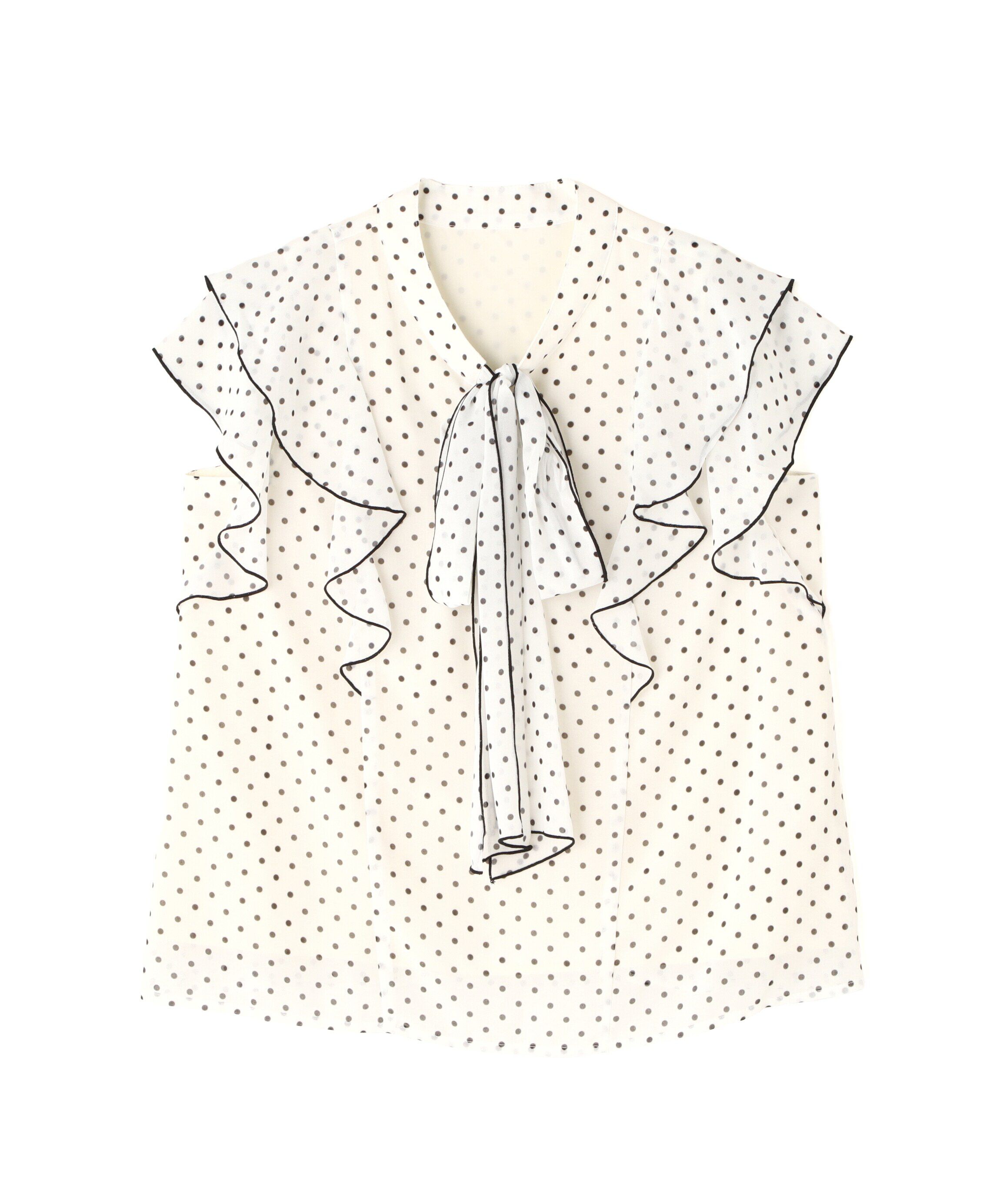  「リボンボウタイドットブラウス」|シャツ・ブラウス|