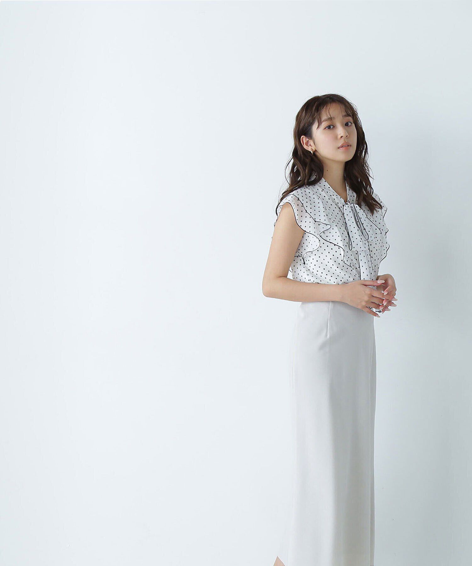  「リボンボウタイドットブラウス」|シャツ・ブラウス|