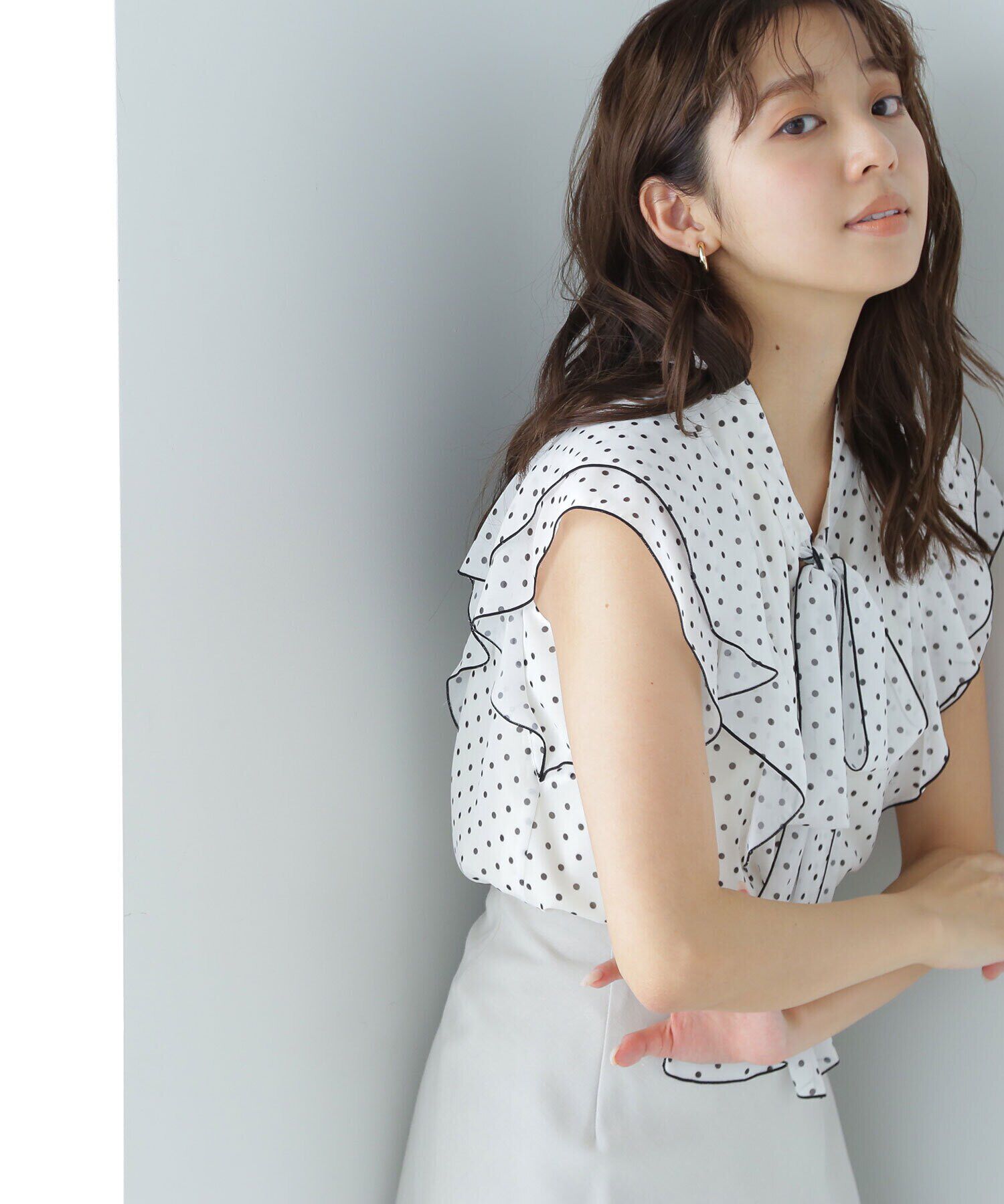  「リボンボウタイドットブラウス」|シャツ・ブラウス|