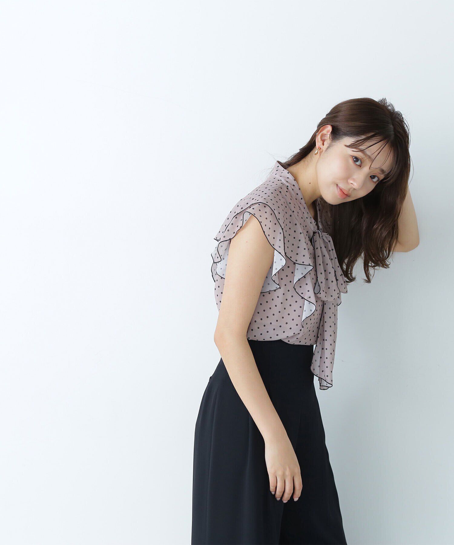  「リボンボウタイドットブラウス」|シャツ・ブラウス|