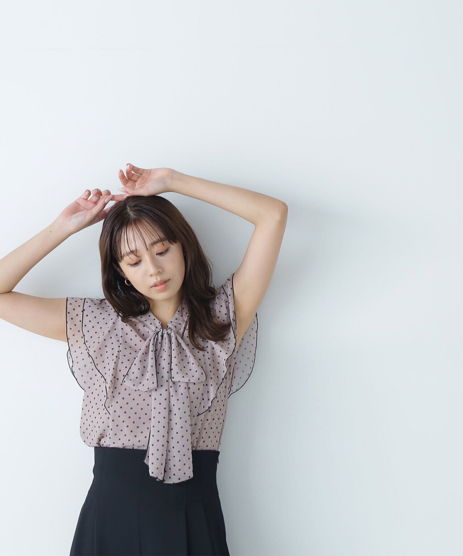  「リボンボウタイドットブラウス」|シャツ・ブラウス|