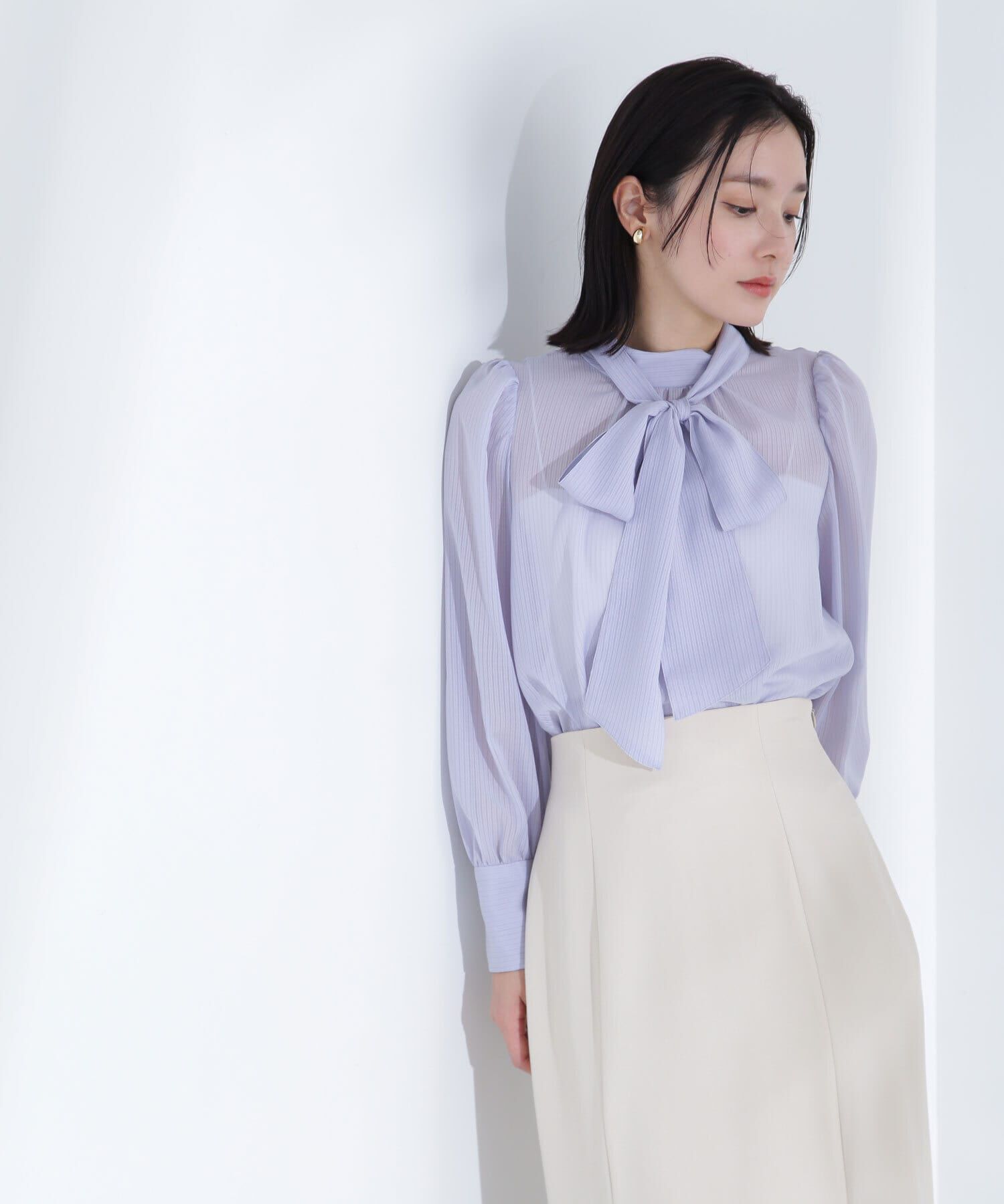  「シアーストライプボウタイブラウス」|シャツ・ブラウス|ブルーラベン
