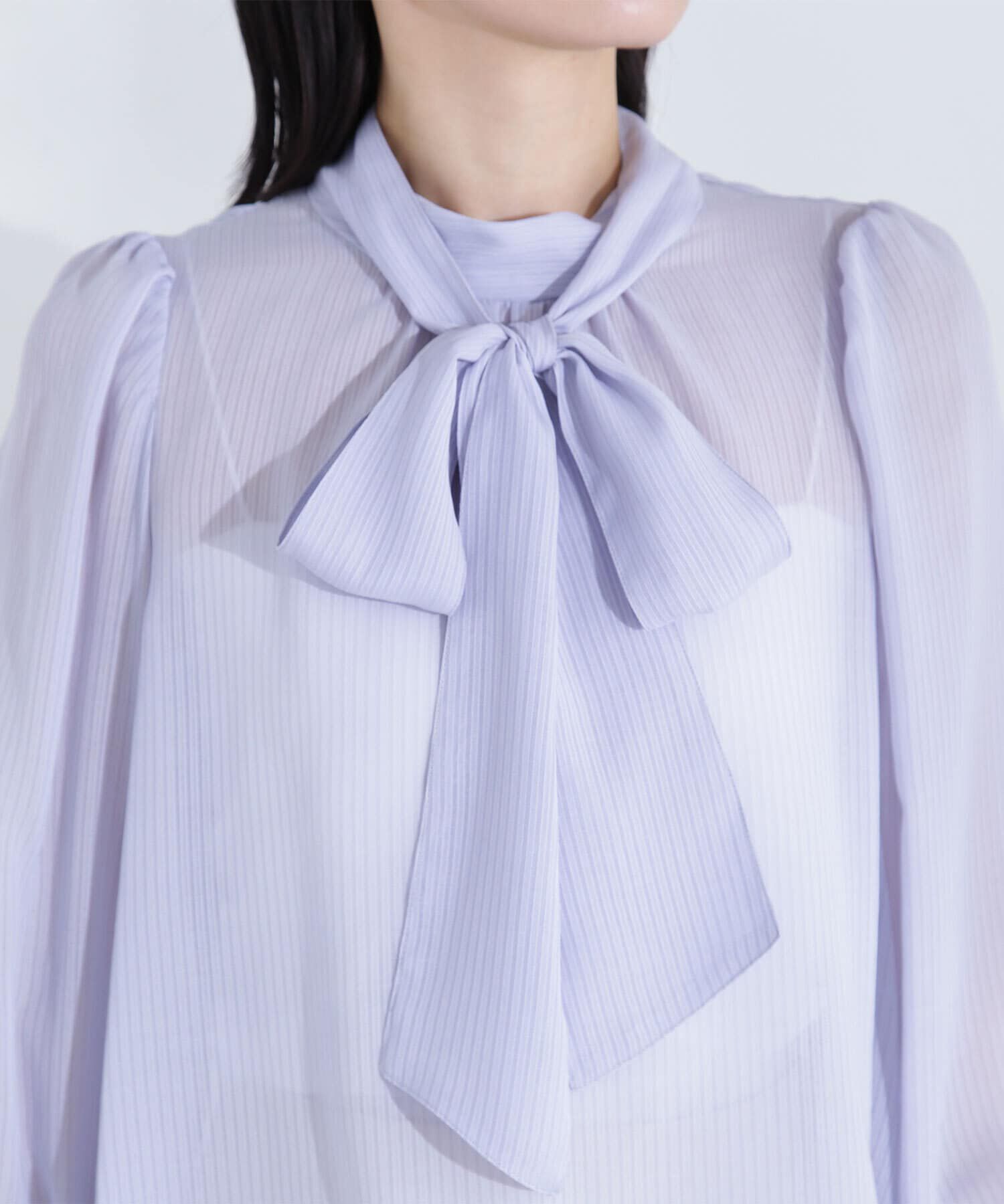  「シアーストライプボウタイブラウス」|シャツ・ブラウス|