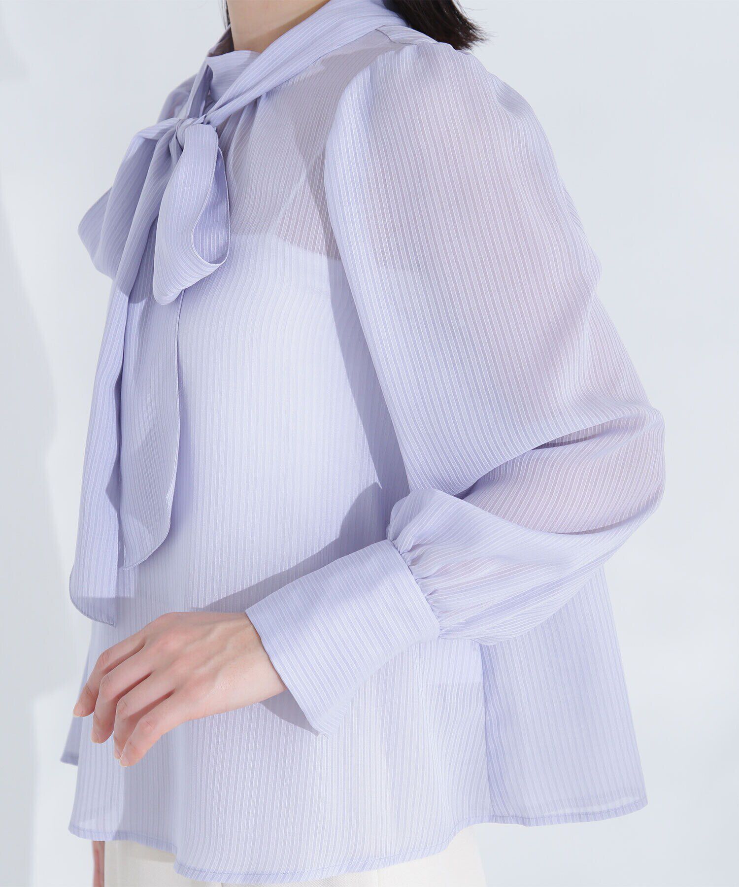  「シアーストライプボウタイブラウス」|シャツ・ブラウス|