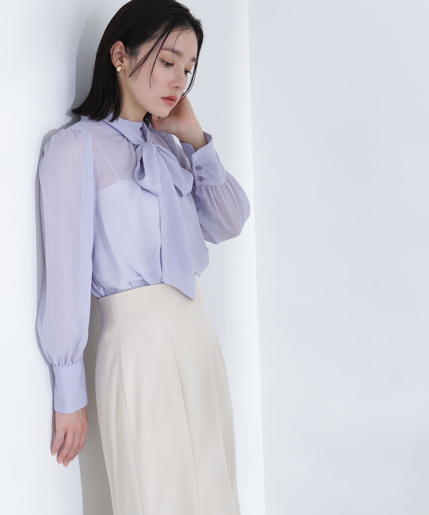  「シアーストライプボウタイブラウス」|シャツ・ブラウス|