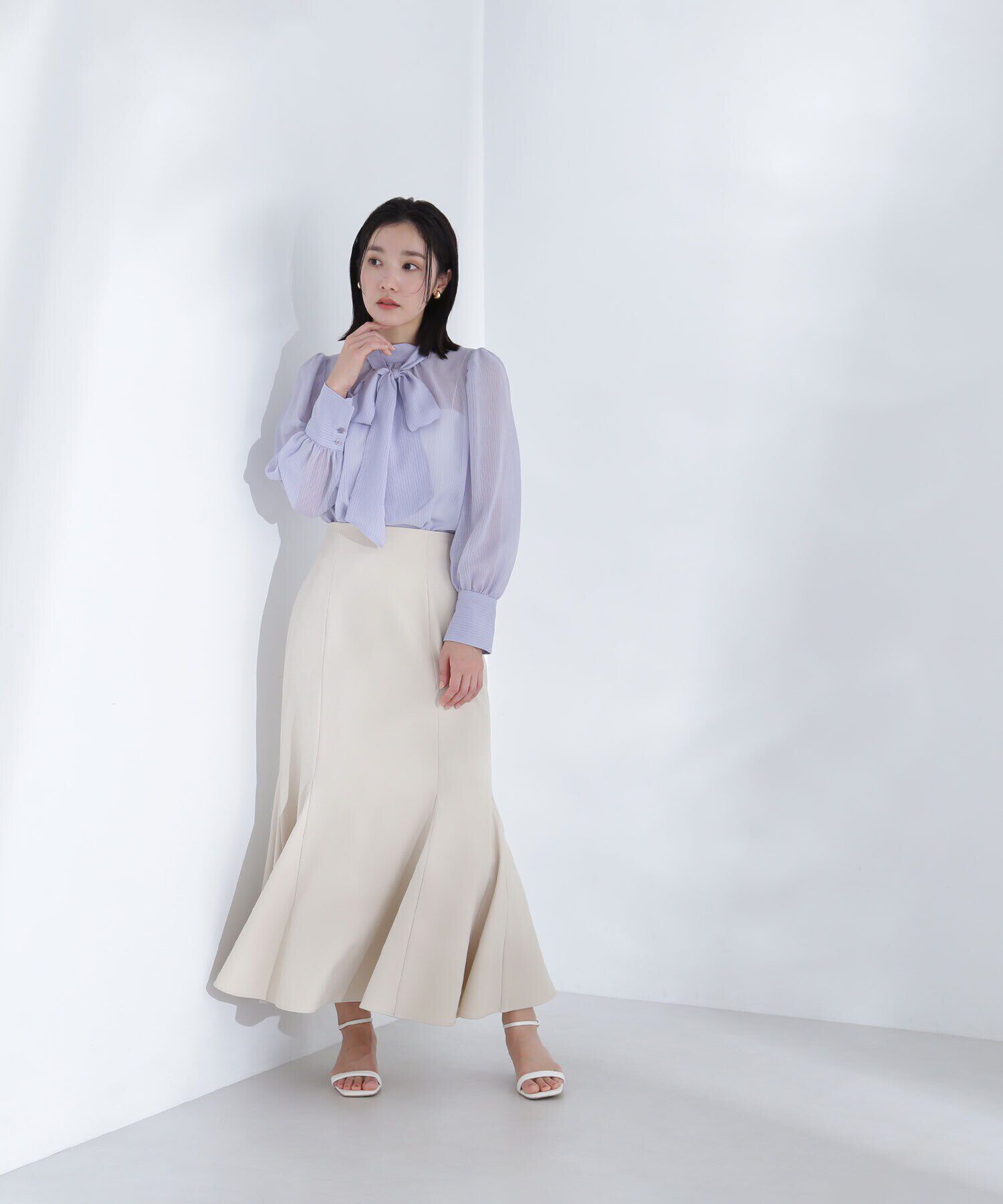  「シアーストライプボウタイブラウス」|シャツ・ブラウス|