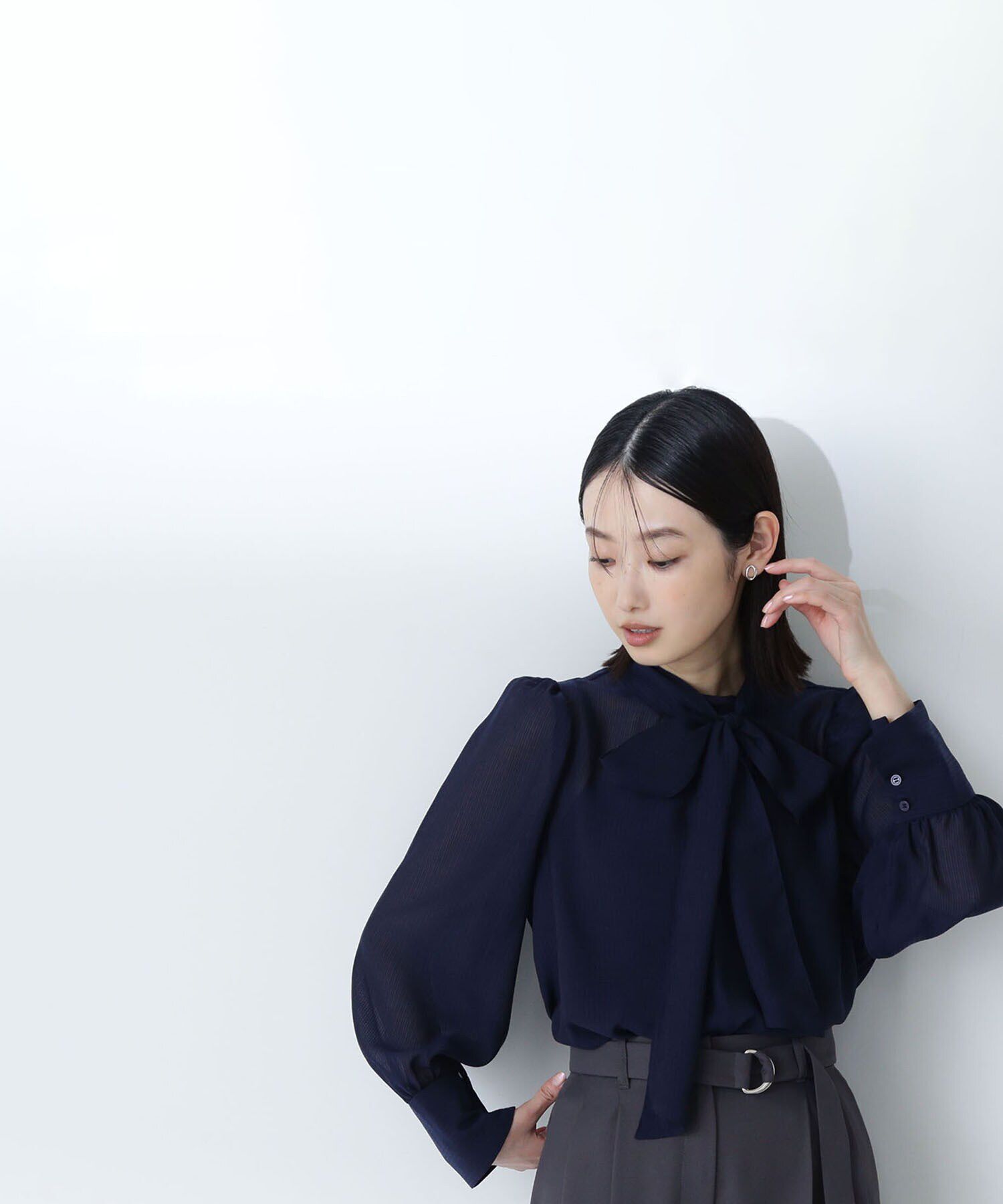  「シアーストライプボウタイブラウス」|シャツ・ブラウス|