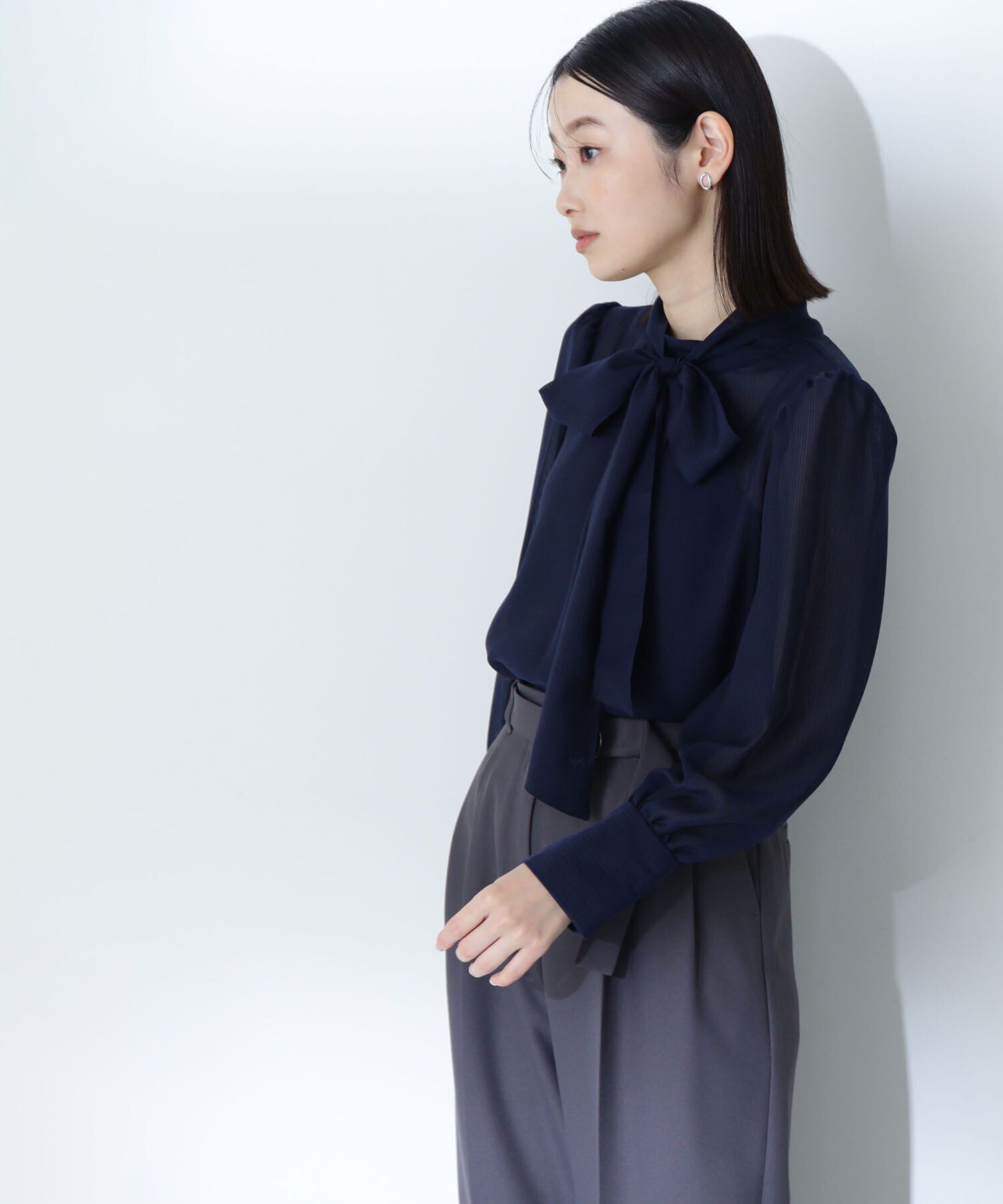  「シアーストライプボウタイブラウス」|シャツ・ブラウス|