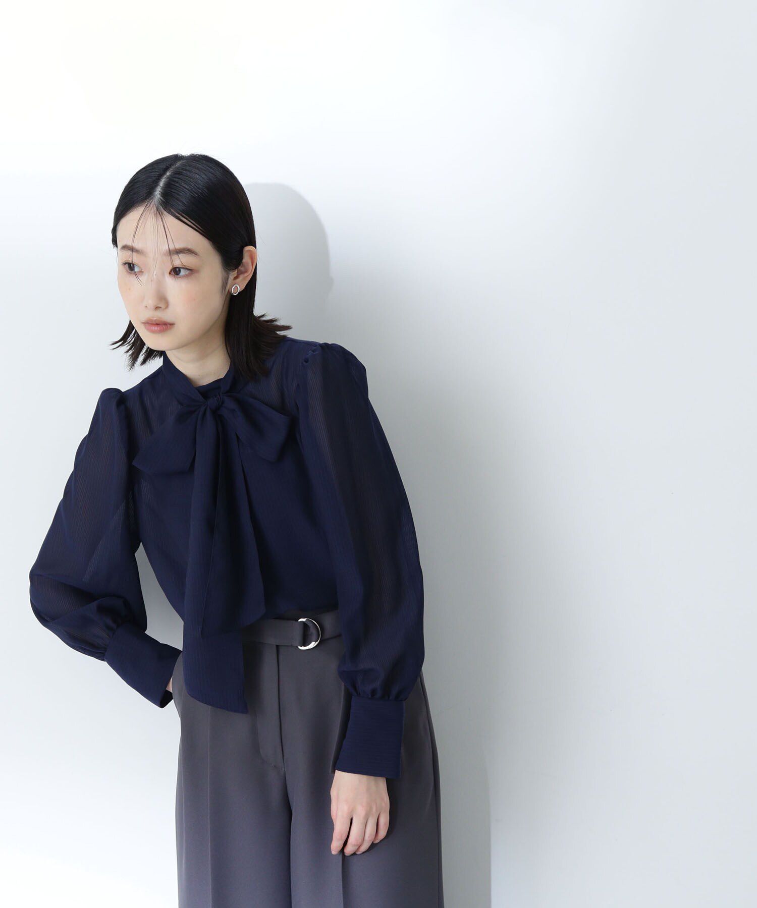  「シアーストライプボウタイブラウス」|シャツ・ブラウス|