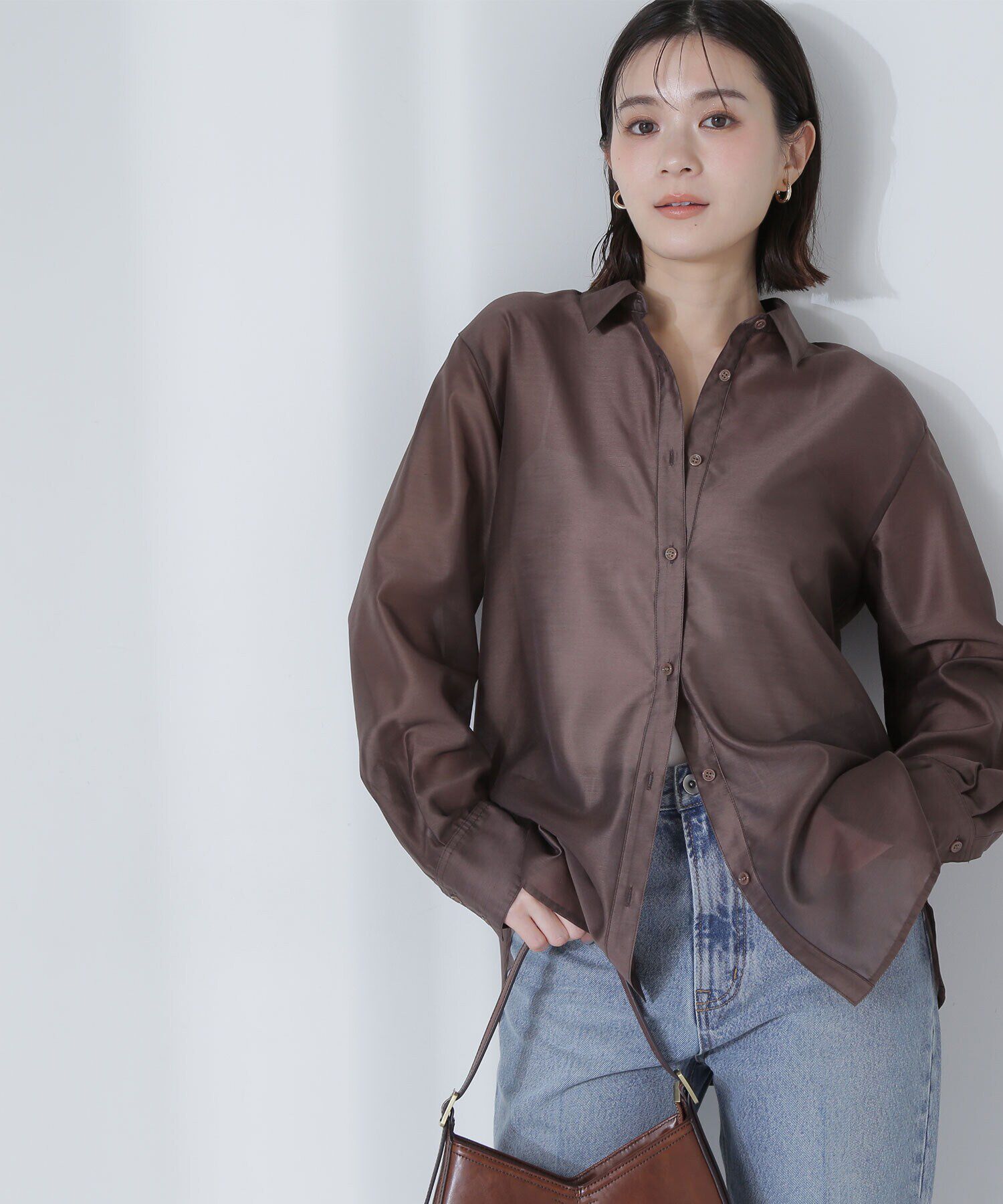  「シアーオーバーシャツ」|シャツ・ブラウス|モカ