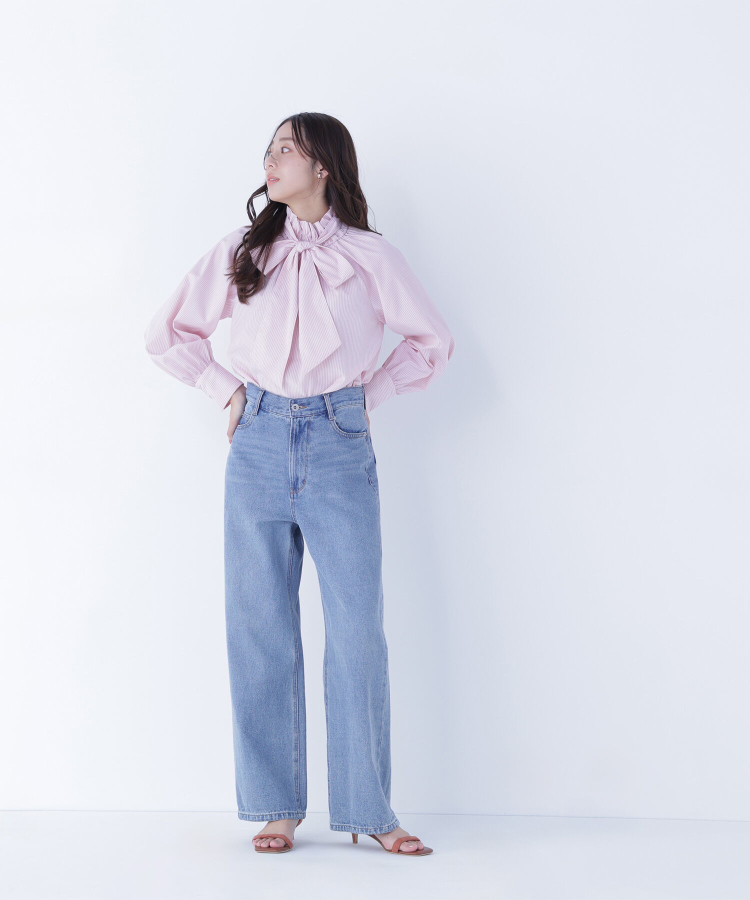  「ハイネックリボンボウブラウス」|シャツ・ブラウス|