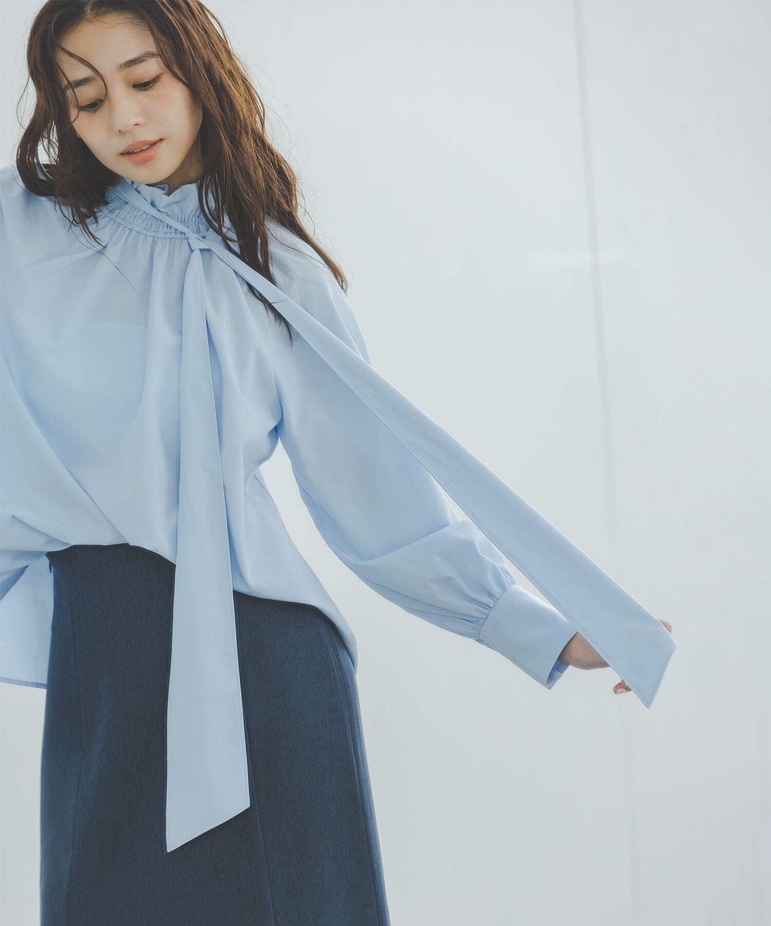  「ハイネックリボンボウブラウス」|シャツ・ブラウス|