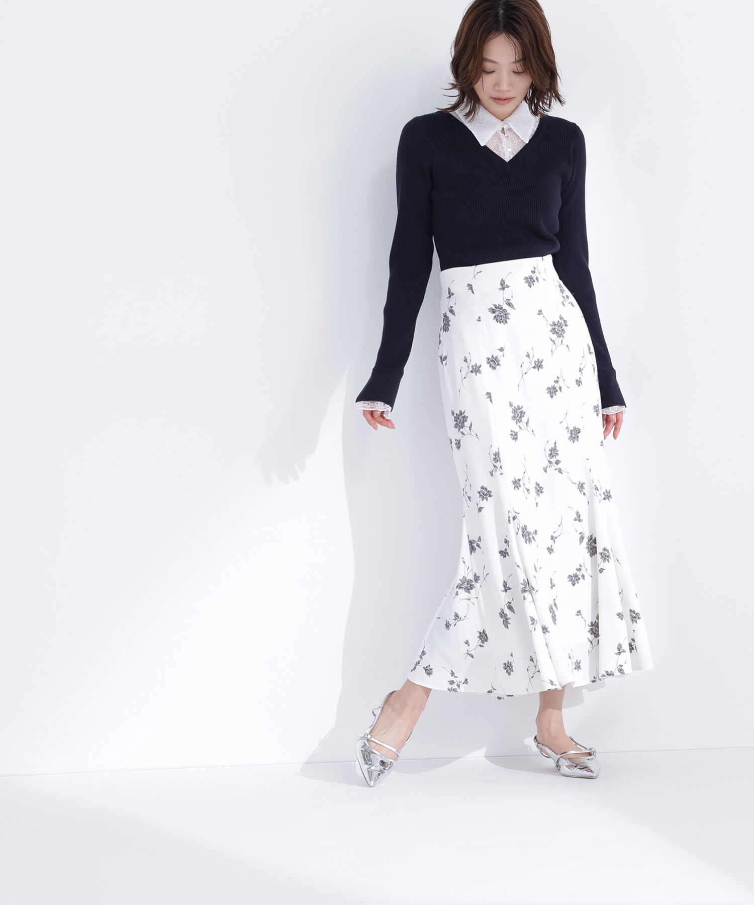  「プリントヘム切替マーメイドスカート」|スカート|