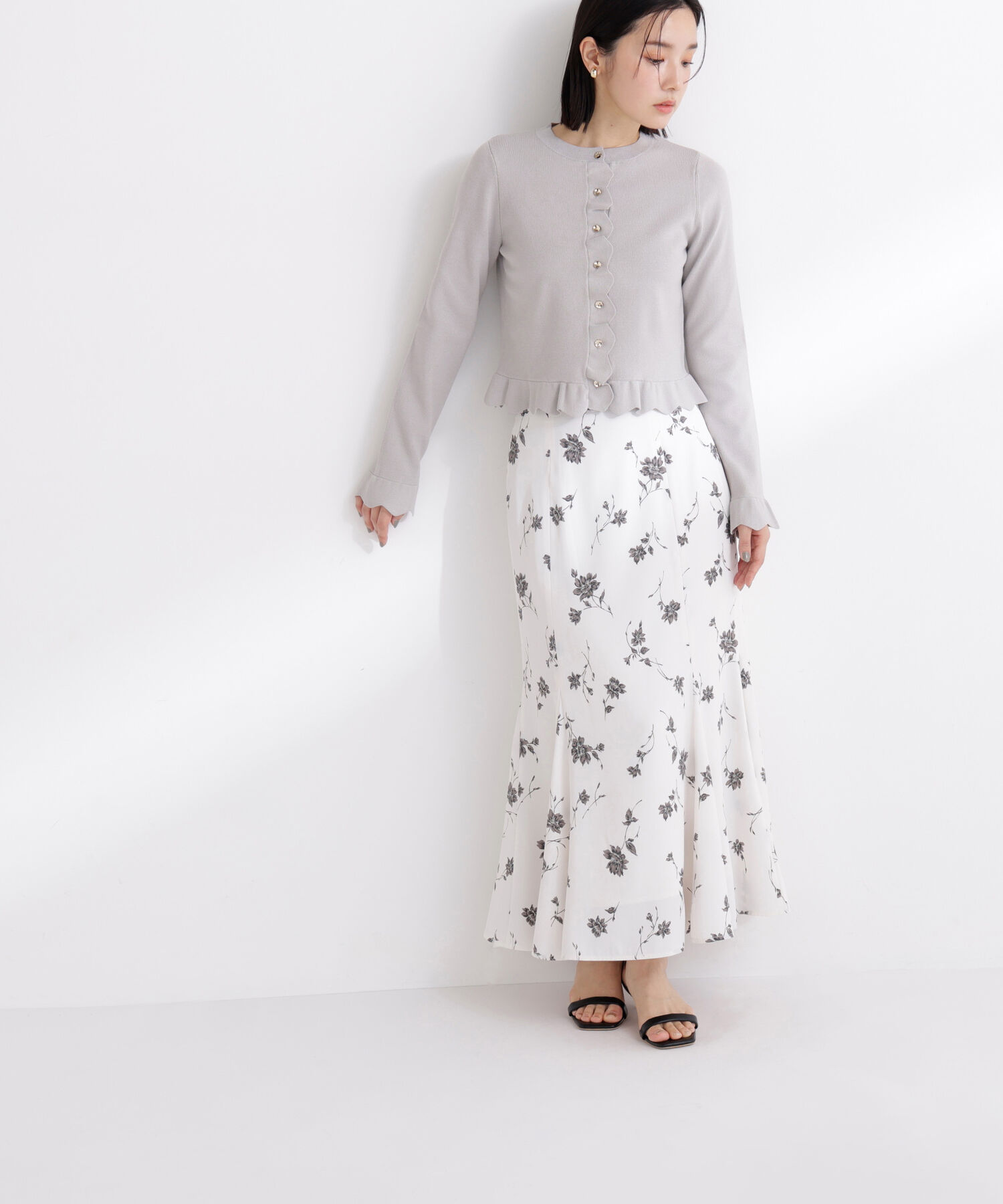  「プリントヘム切替マーメイドスカート」|スカート|