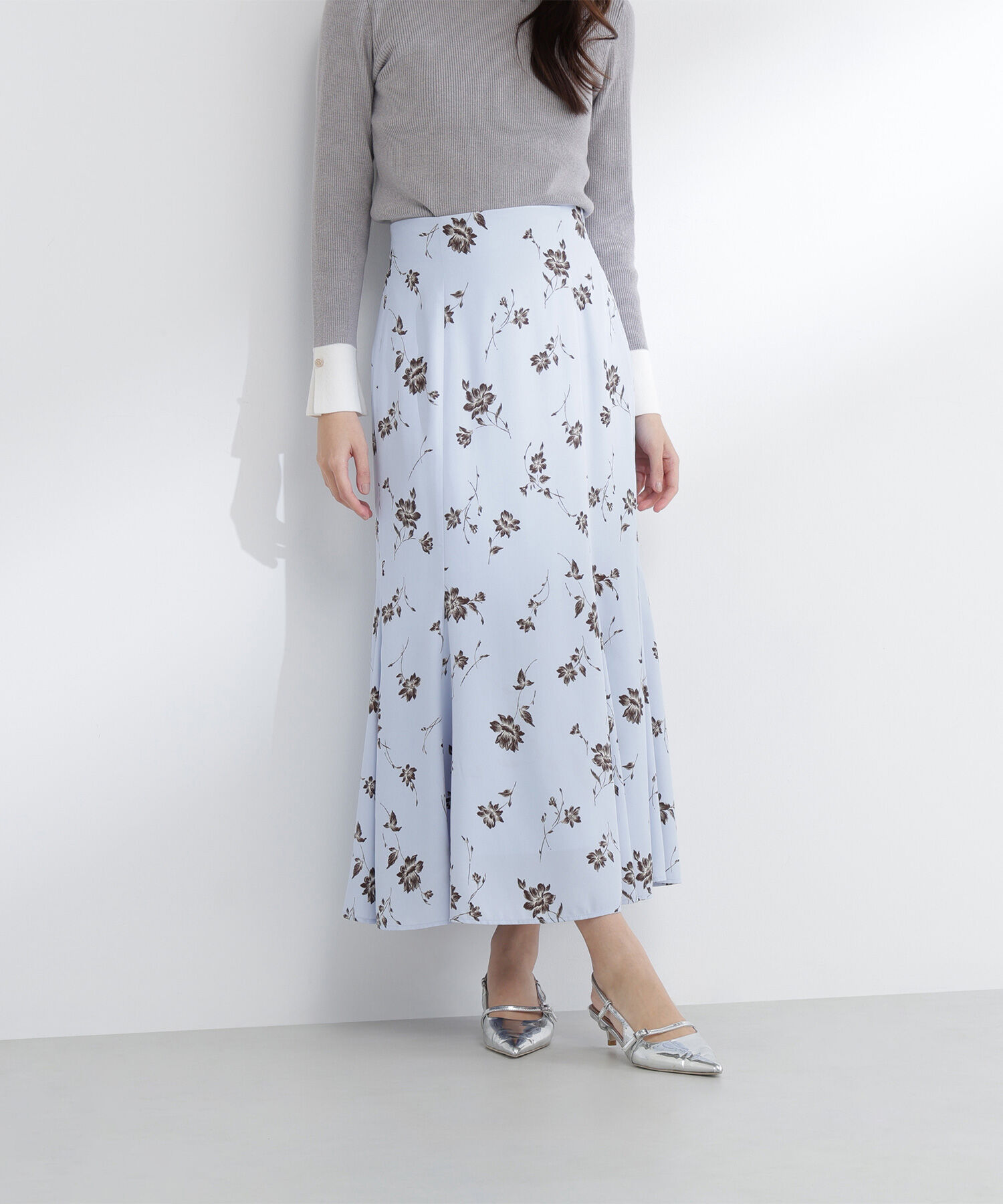  「プリントヘム切替マーメイドスカート」|スカート|