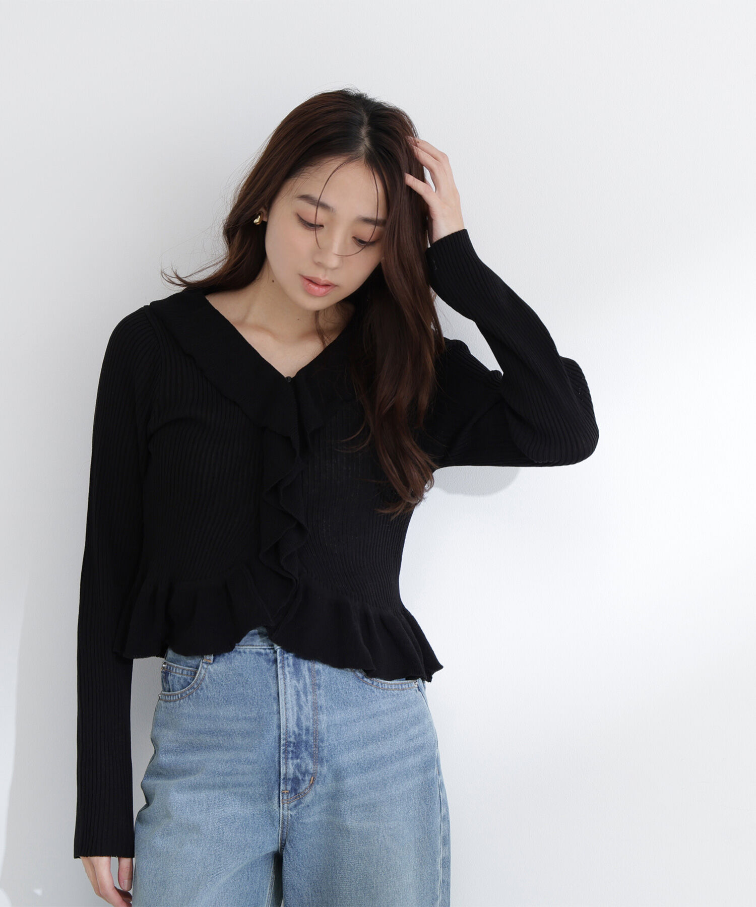  「フリルトリムカーディガン」|ニット・セーター|