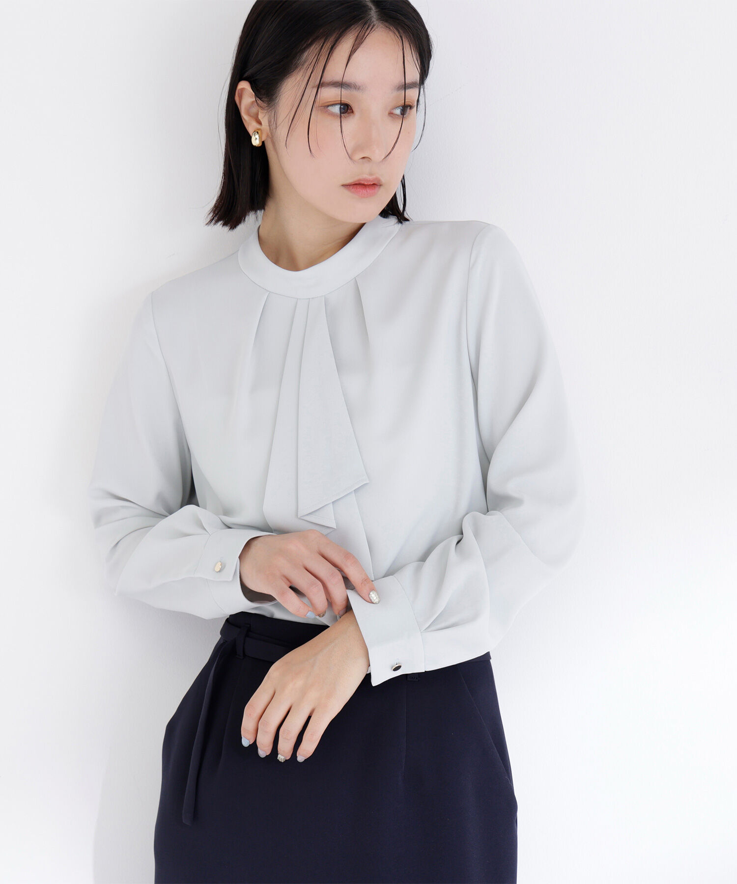  「ラッフルボウタイブラウス」|シャツ・ブラウス|ペールグリー