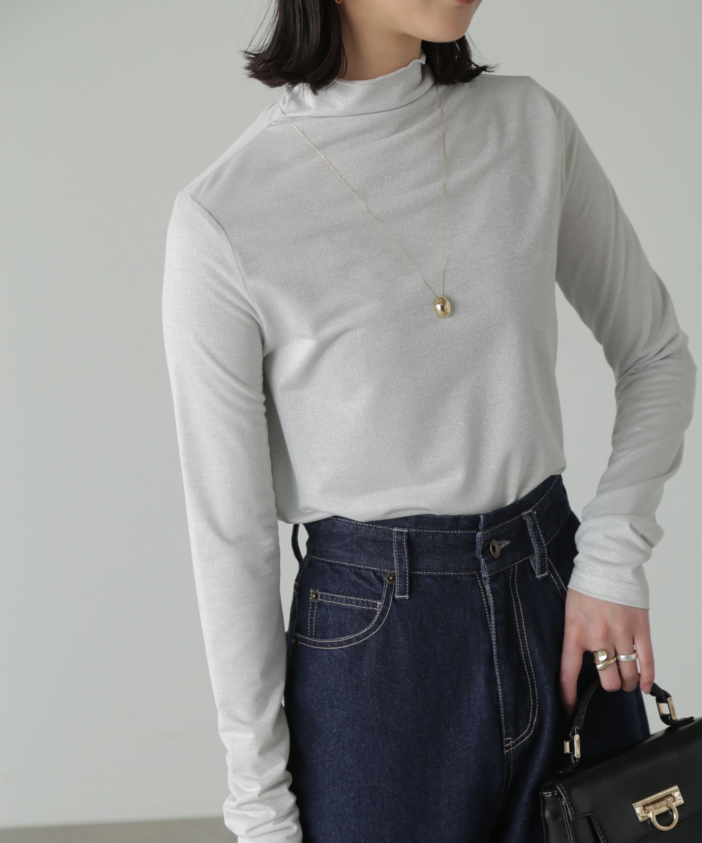  「ラメシアーハイネックカットソー」|Tシャツ・カットソー|