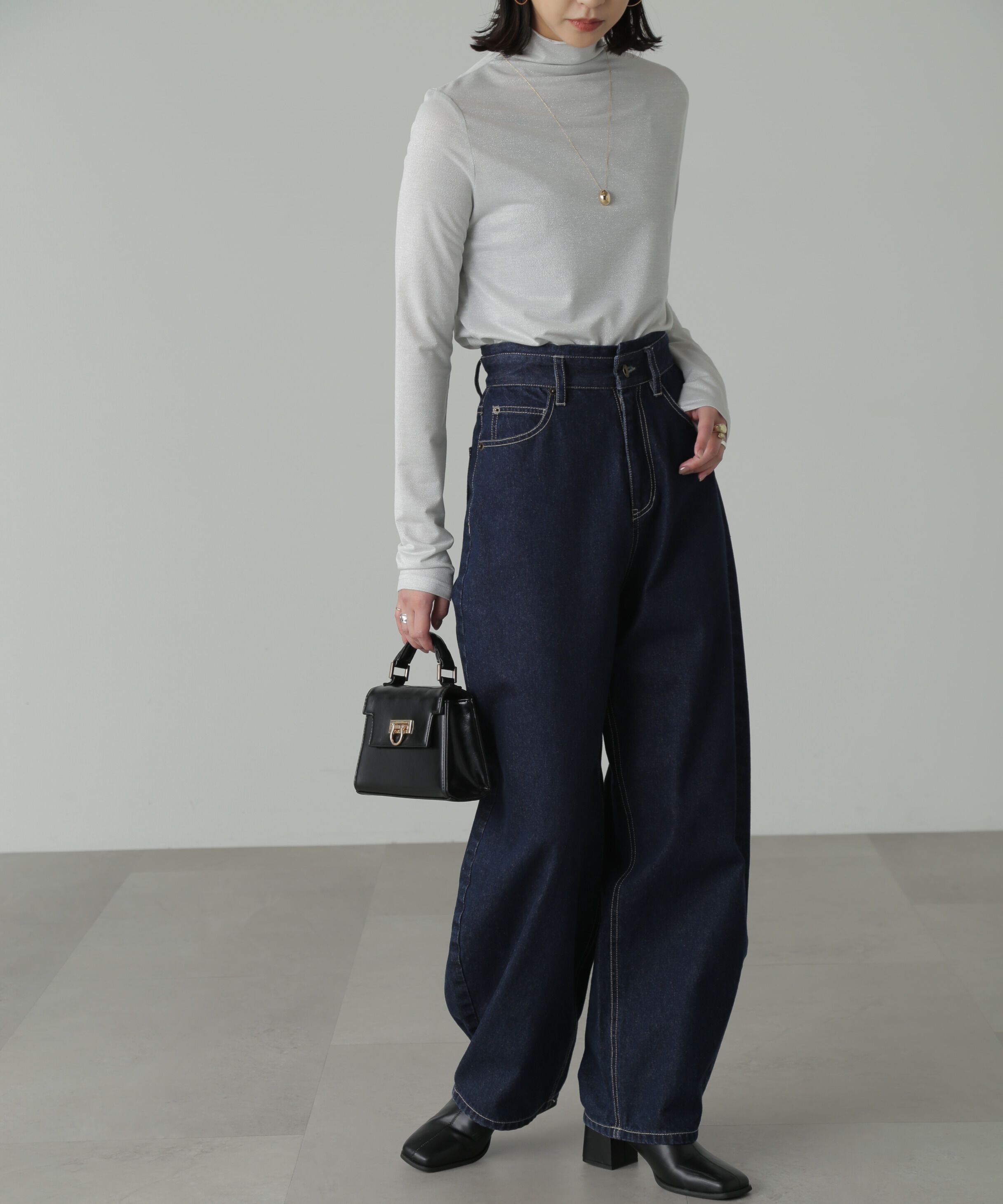  「ラメシアーハイネックカットソー」|Tシャツ・カットソー|