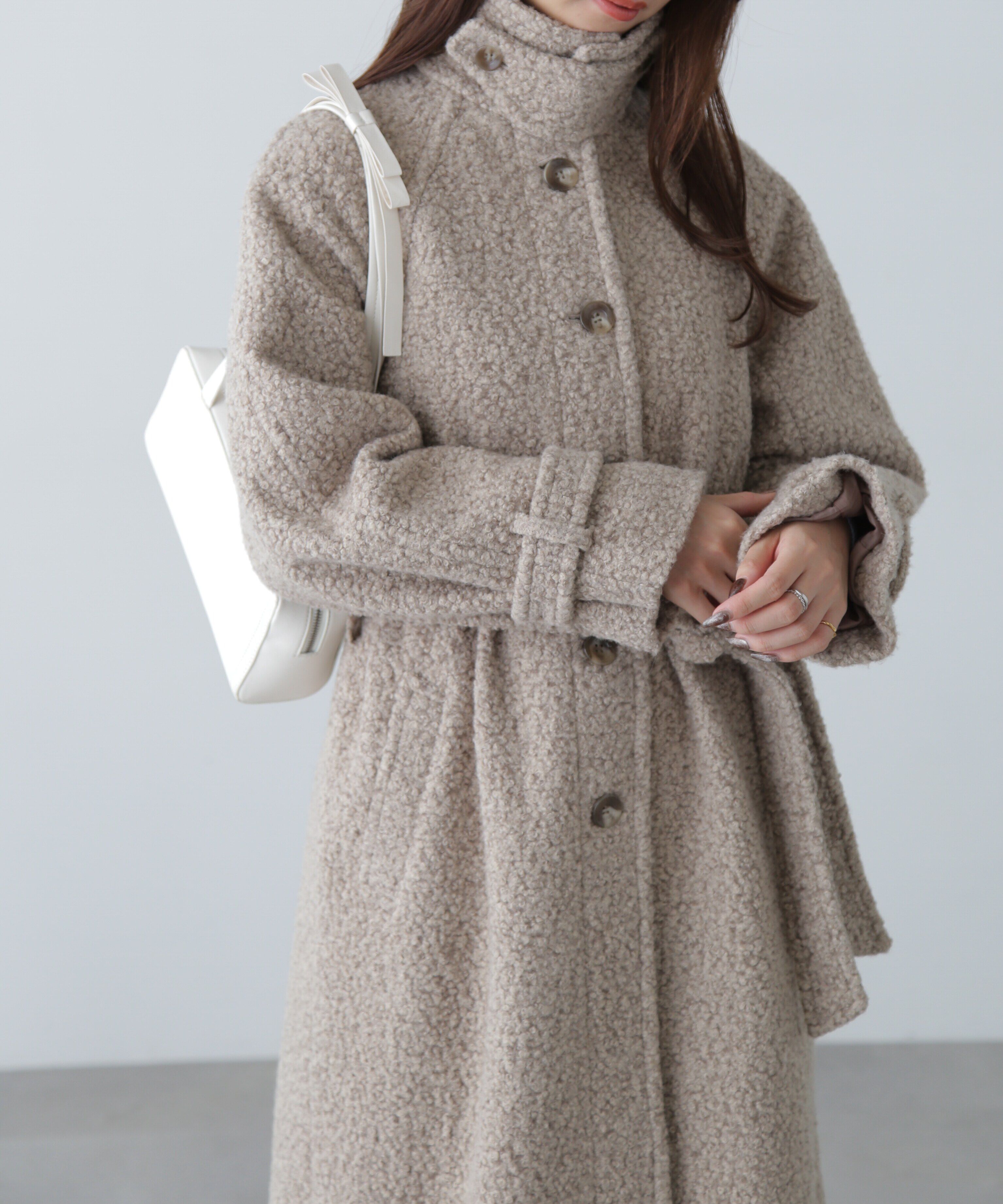  「2wayブークレステンカラーロングコート」|その他|ブラウンミッ 1