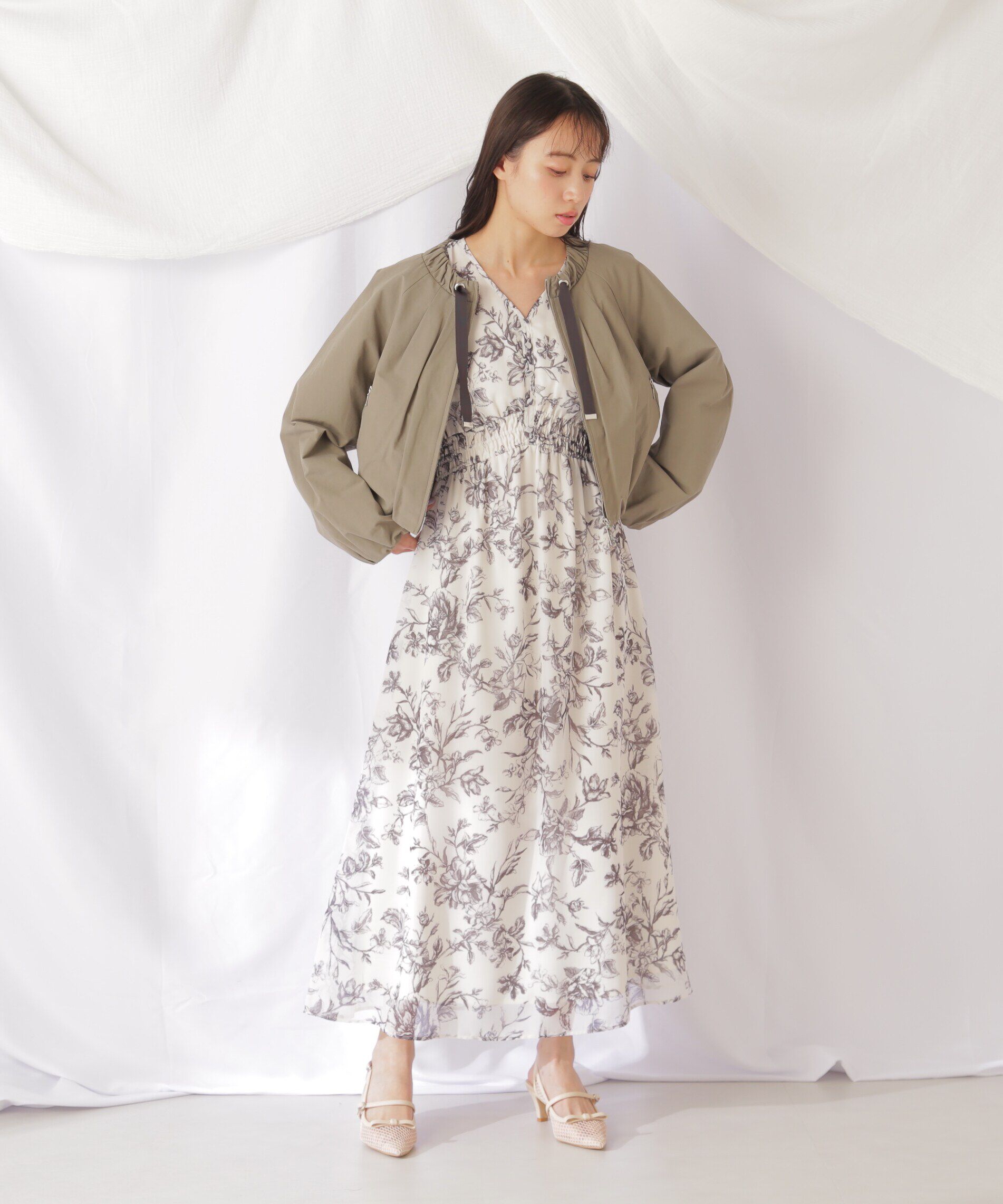  「◇ビッグフラワーシャーリングワンピース　WEB限定カラー：レッド」|ワンピース|