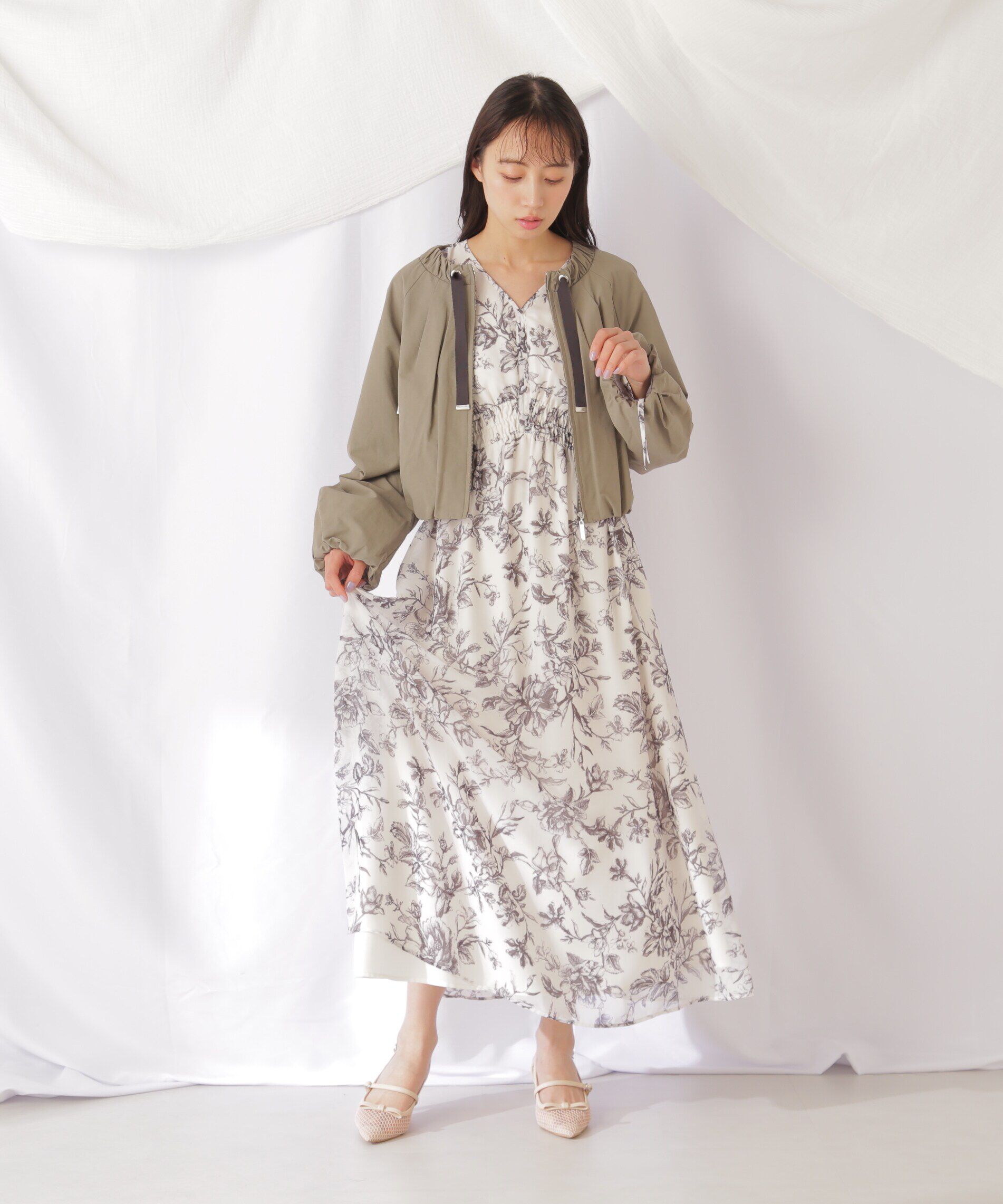  「◇ビッグフラワーシャーリングワンピース　WEB限定カラー：レッド」|ワンピース|