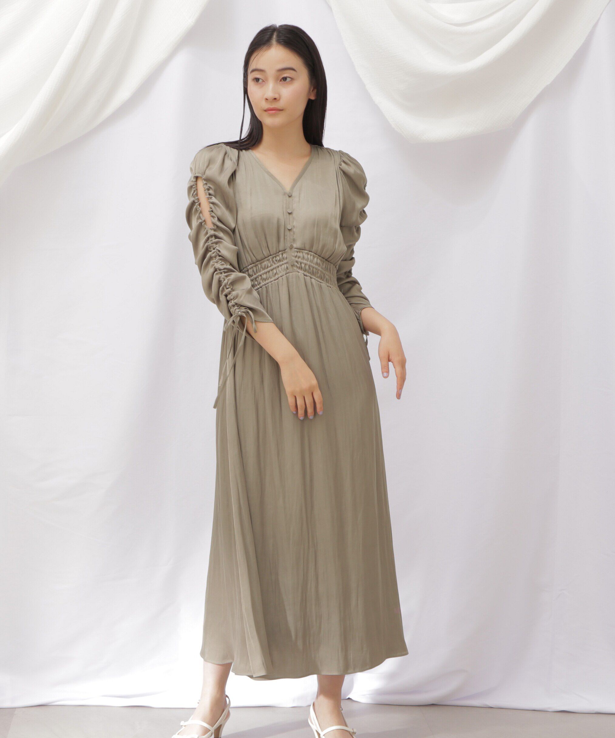  「◇ビッグフラワーシャーリングワンピース　WEB限定カラー：レッド」|ワンピース|