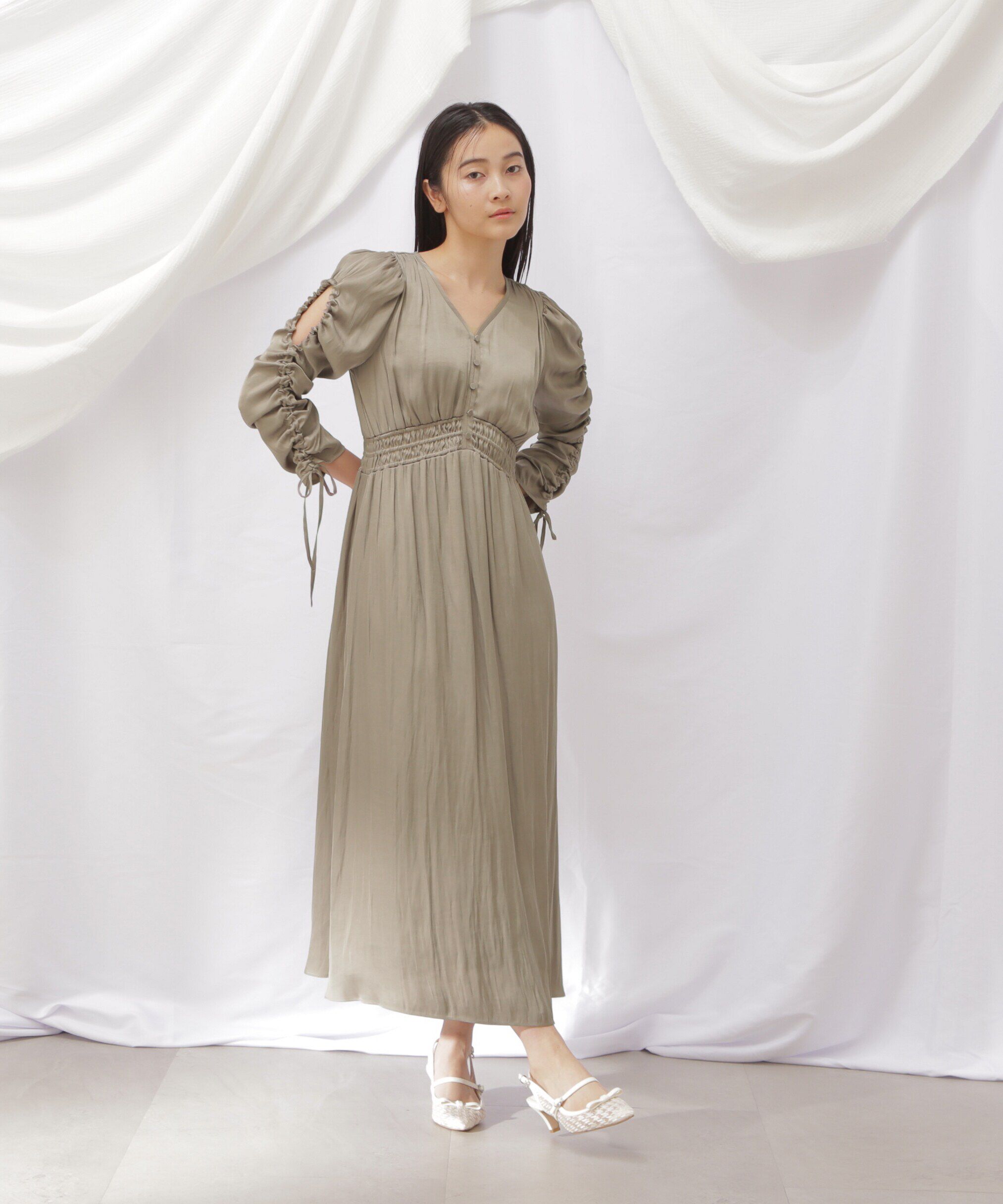  「◇ビッグフラワーシャーリングワンピース　WEB限定カラー：レッド」|ワンピース|