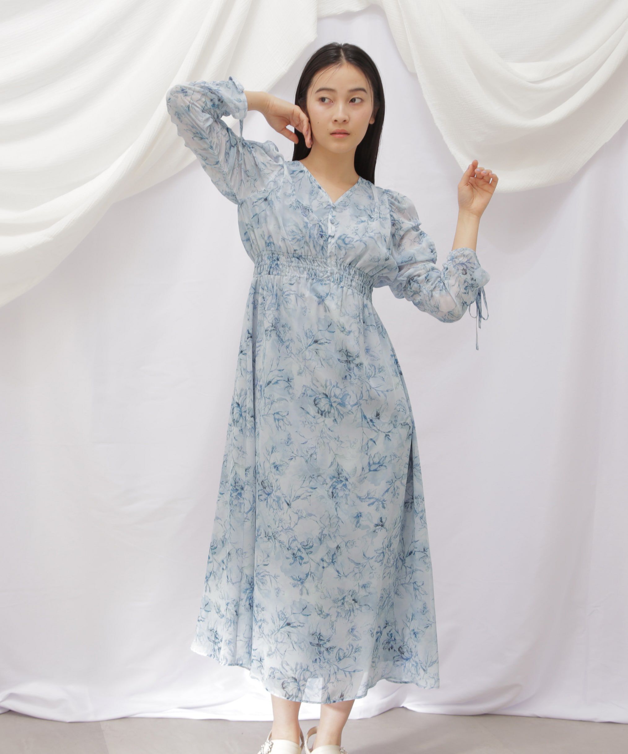  「◇ビッグフラワーシャーリングワンピース　WEB限定カラー：レッド」|ワンピース|