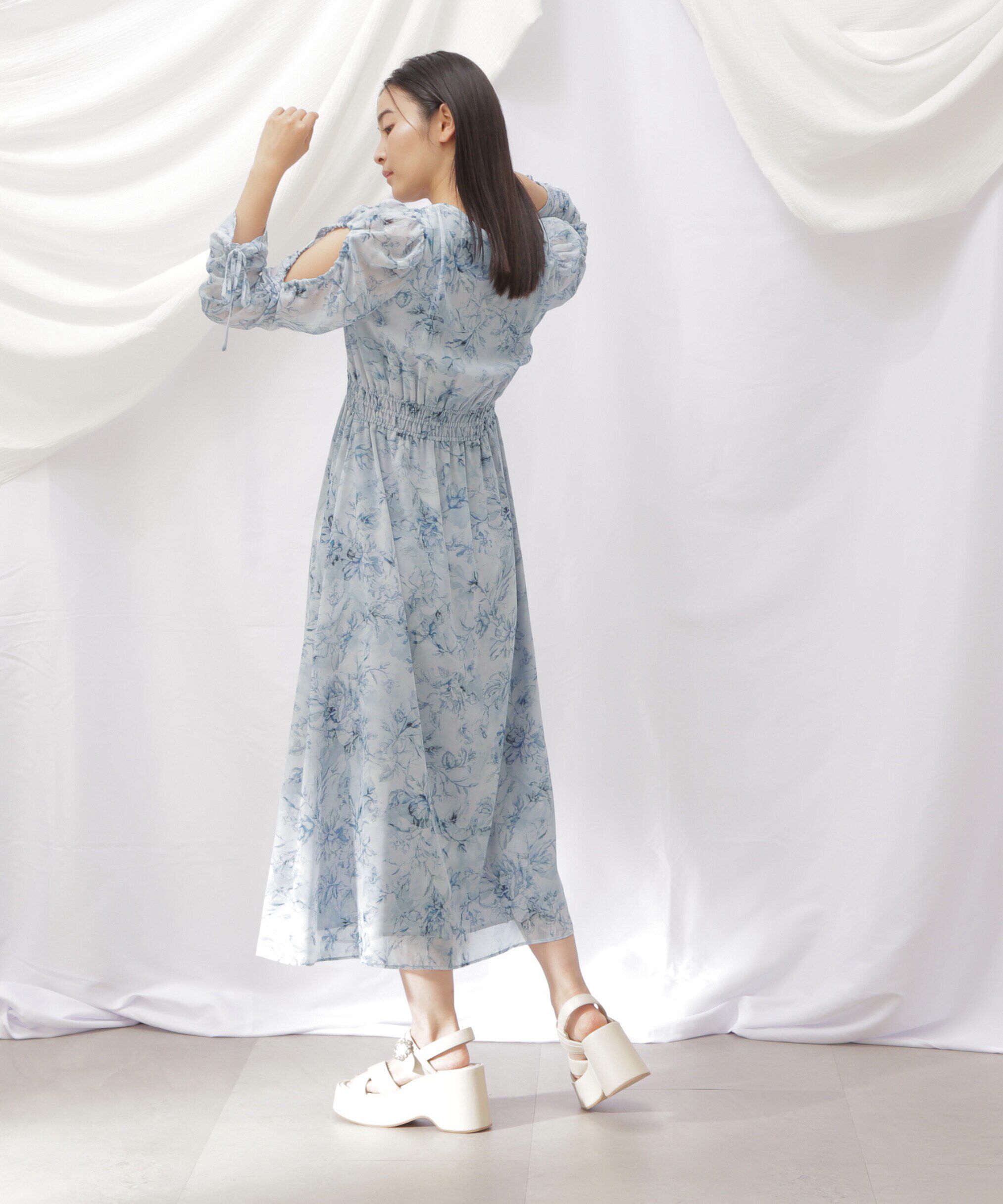  「◇ビッグフラワーシャーリングワンピース　WEB限定カラー：レッド」|ワンピース|