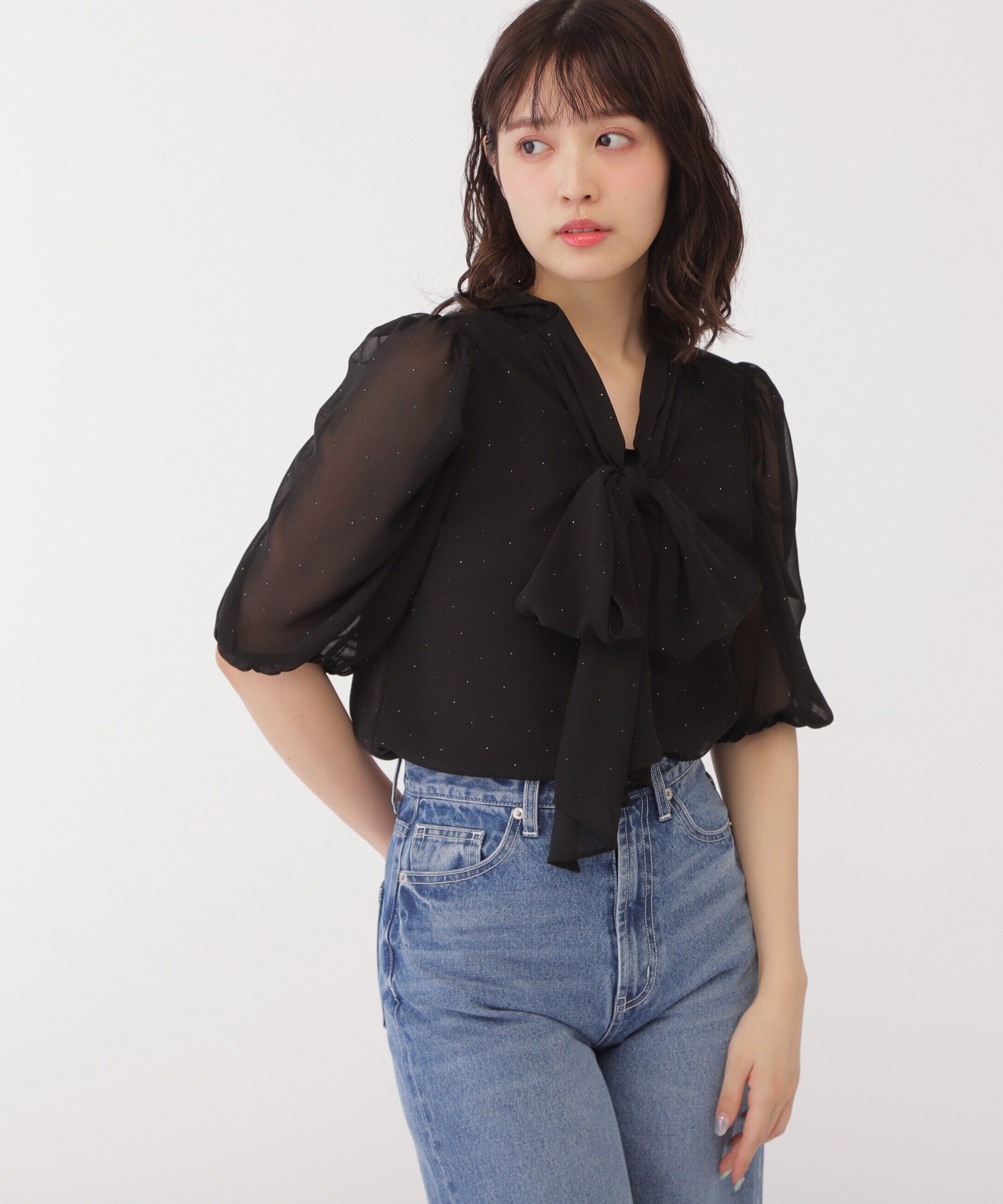  「メタルドットシフォンボウタイブラウス」|シャツ・ブラウス|