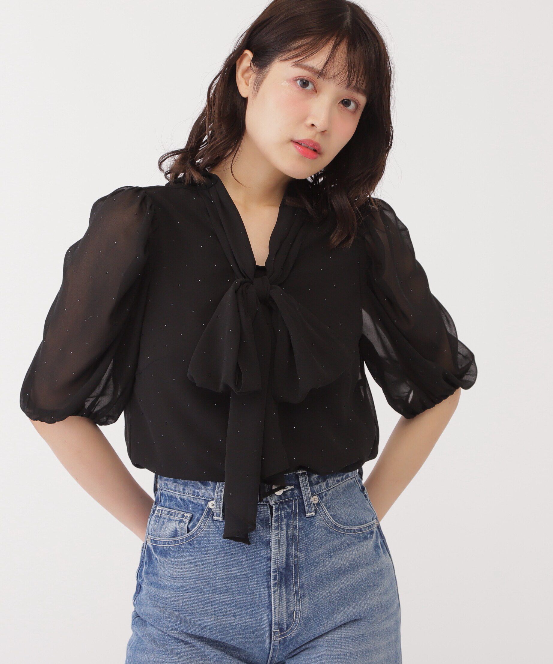  「メタルドットシフォンボウタイブラウス」|シャツ・ブラウス|