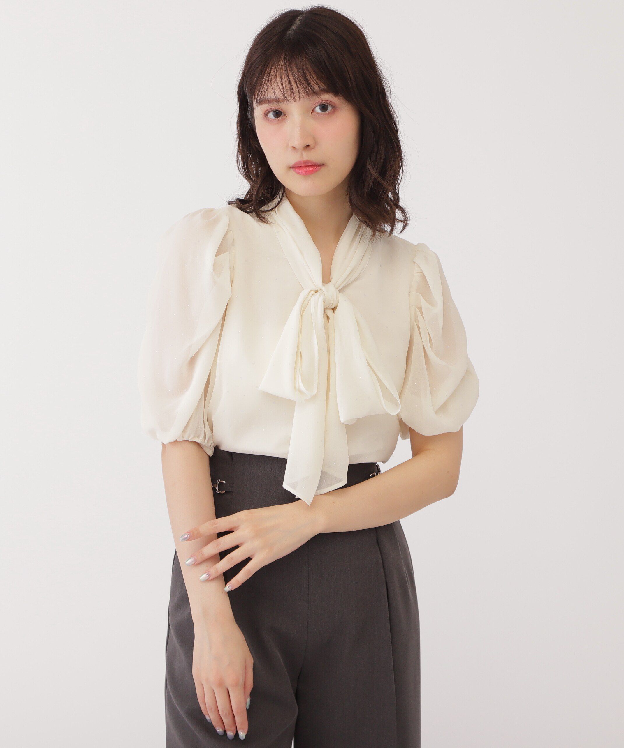  「メタルドットシフォンボウタイブラウス」|シャツ・ブラウス|