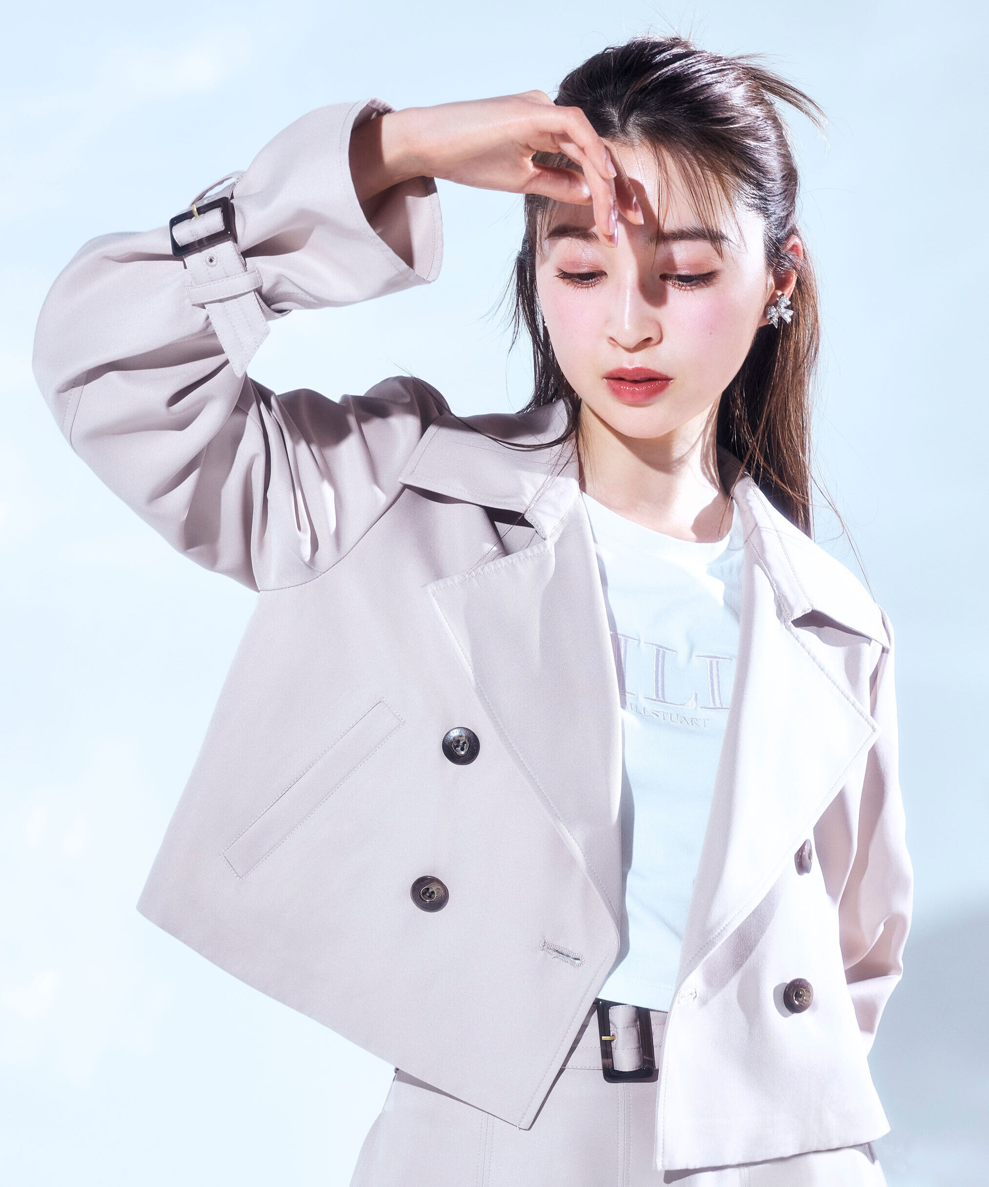  「ショート丈刺繍ロゴTシャツオーガニックコットン」|Tシャツ・カットソー|