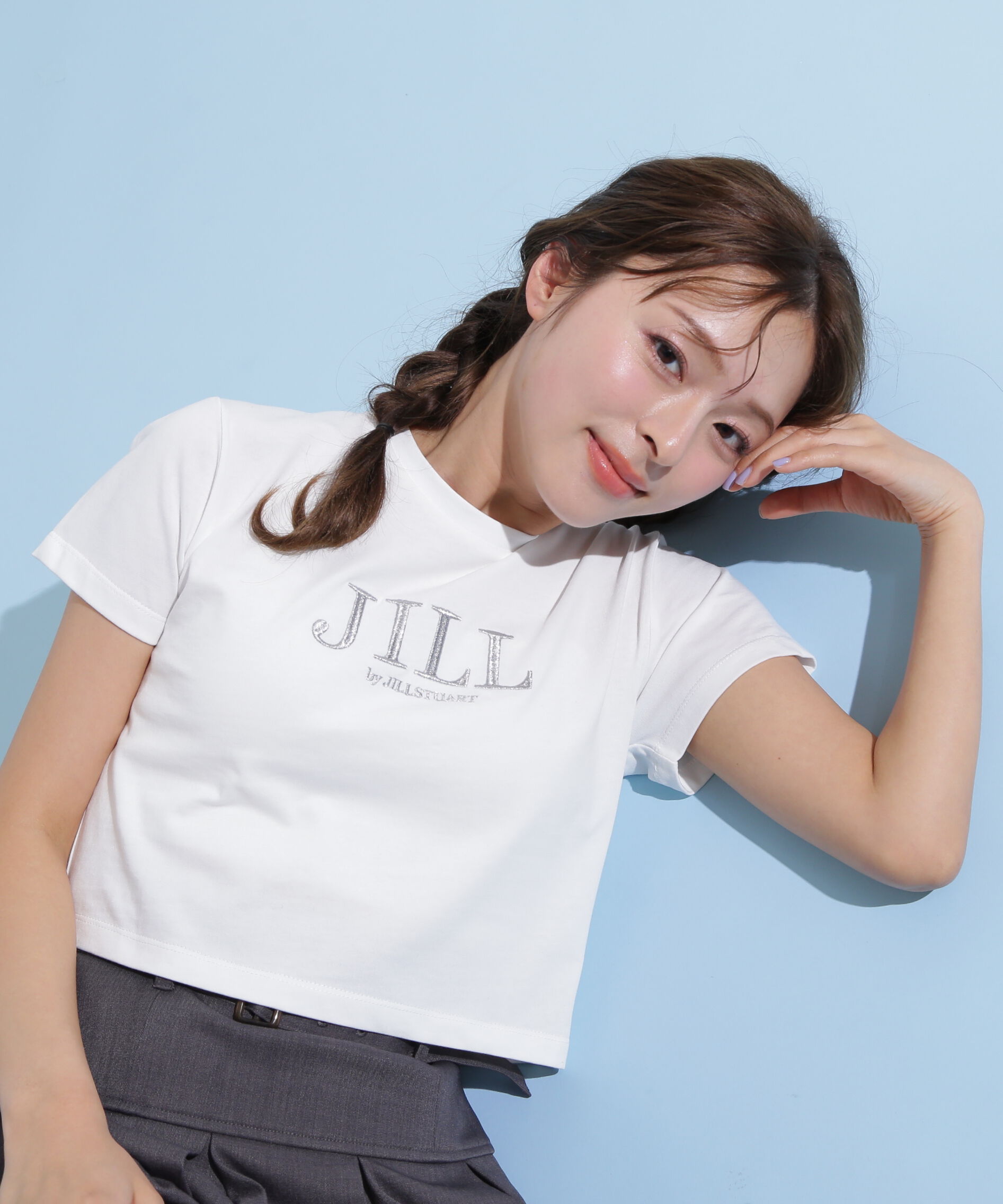  「ショート丈刺繍ロゴTシャツオーガニックコットン」|Tシャツ・カットソー|シロシルバー