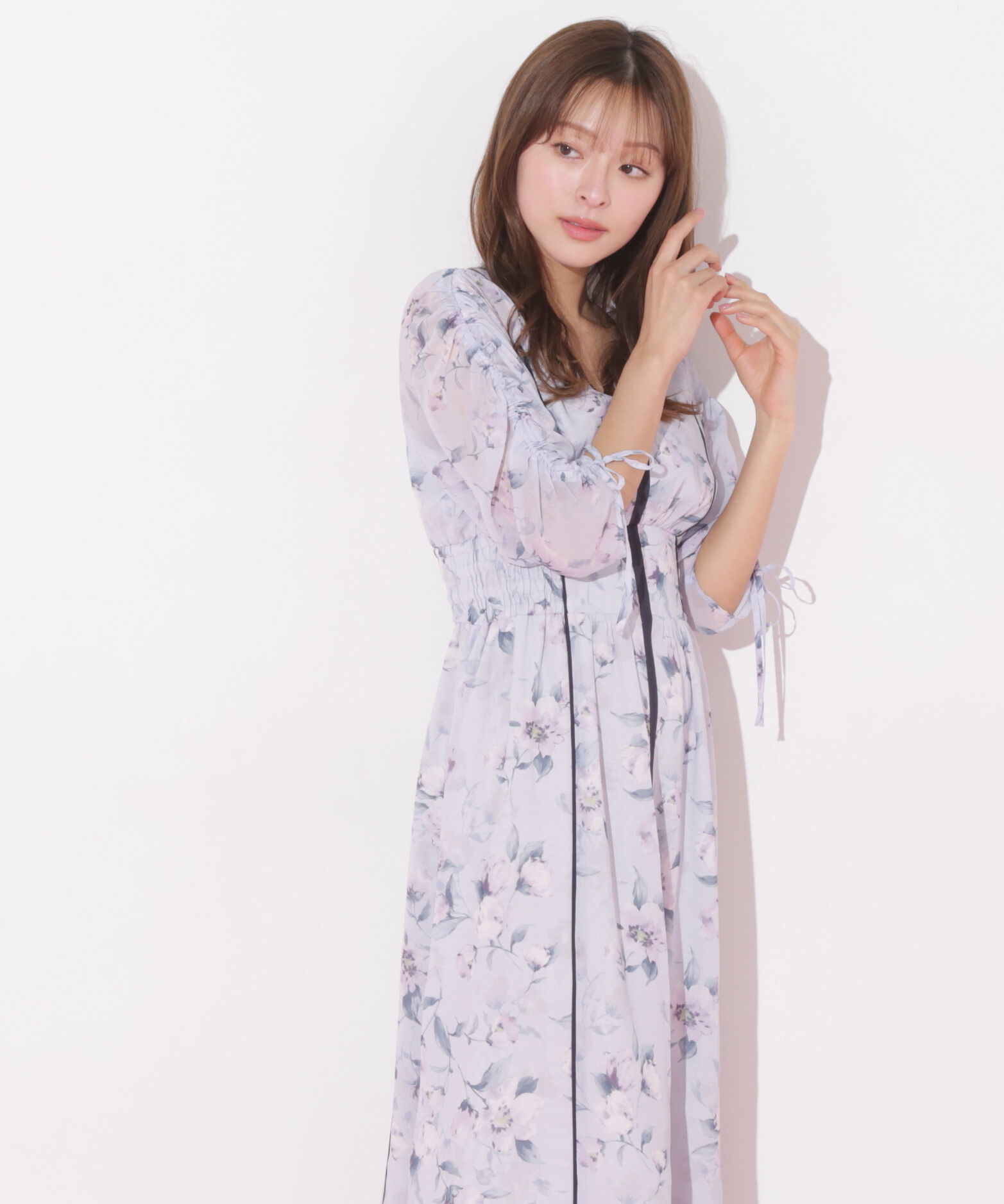  「フラワープリントバイカラーワンピース」|ワンピース|