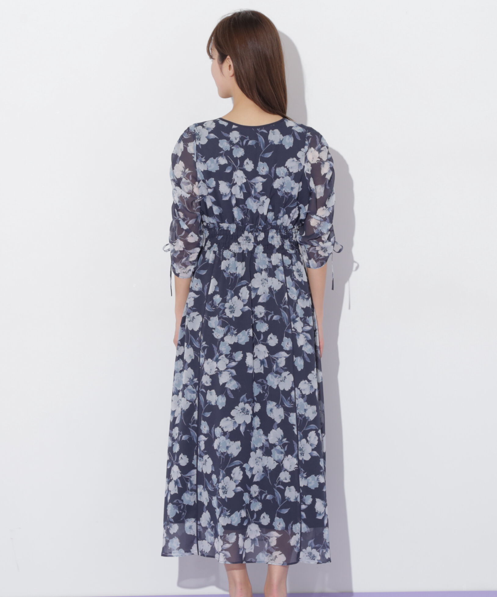  「フラワープリントバイカラーワンピース」|ワンピース|