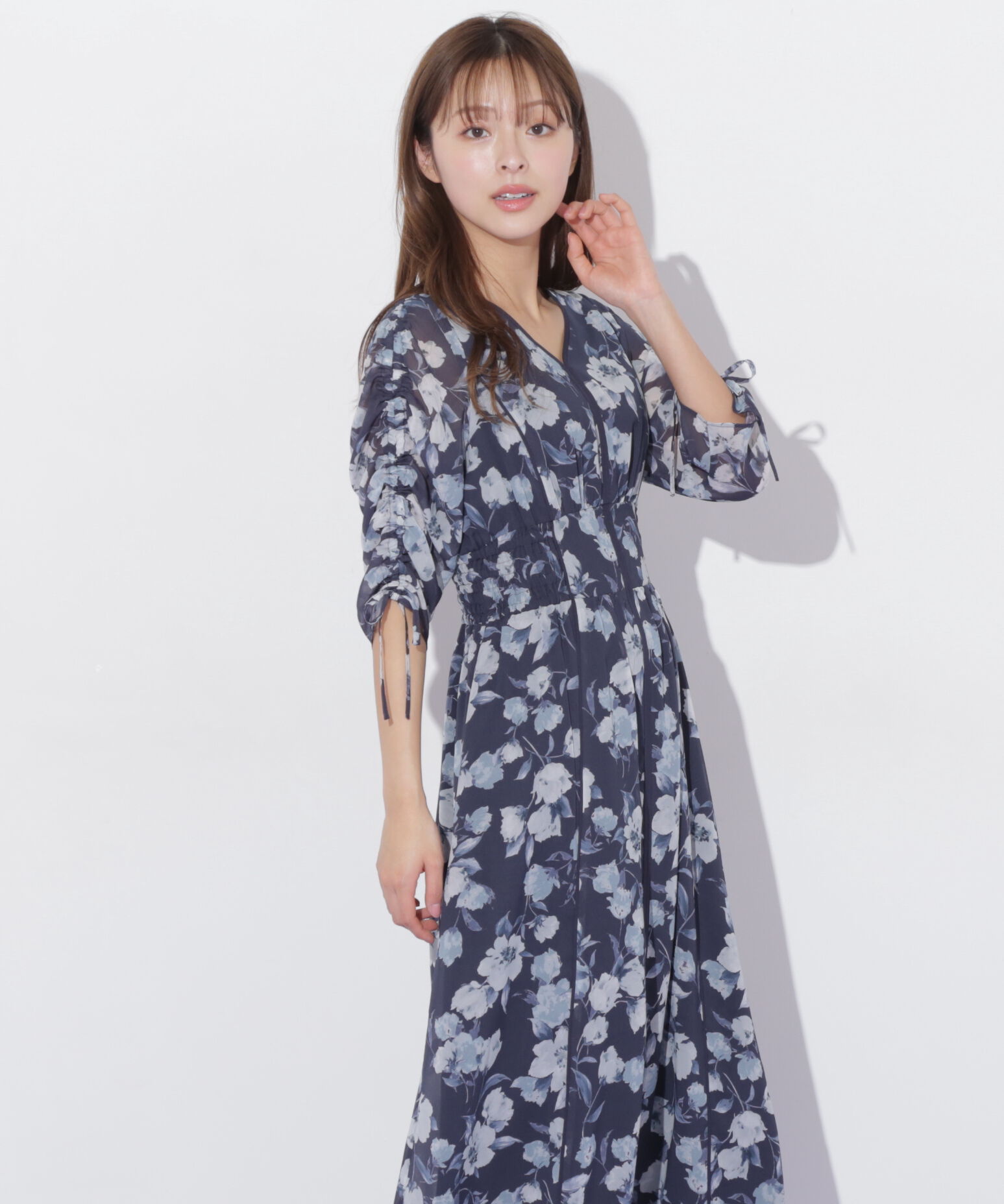  「フラワープリントバイカラーワンピース」|ワンピース|