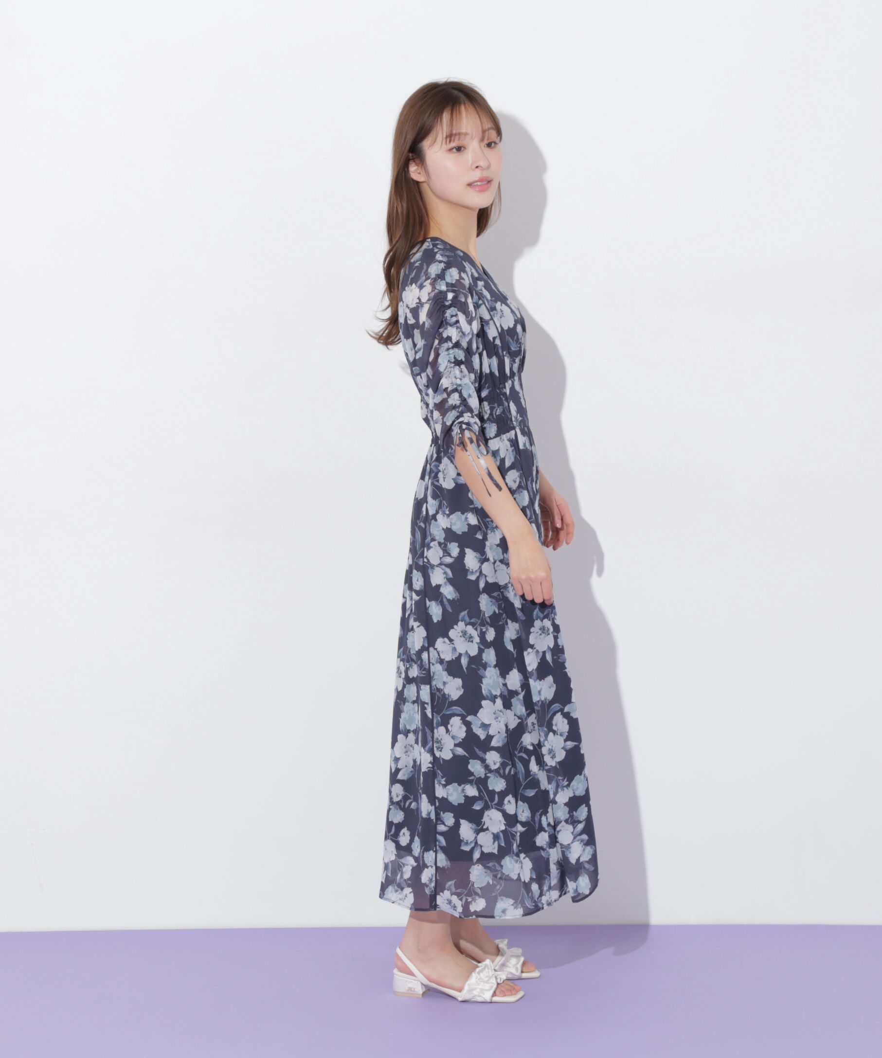  「フラワープリントバイカラーワンピース」|ワンピース|