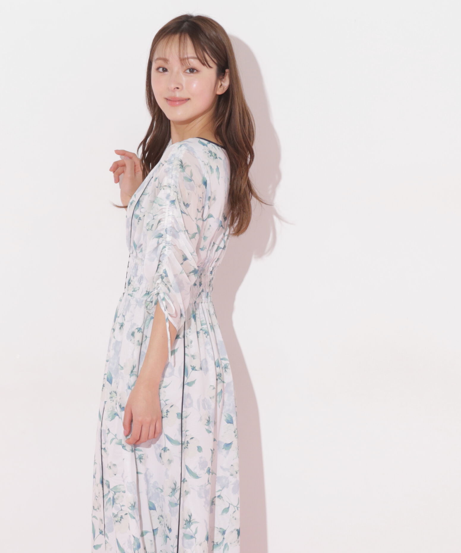  「フラワープリントバイカラーワンピース」|ワンピース|