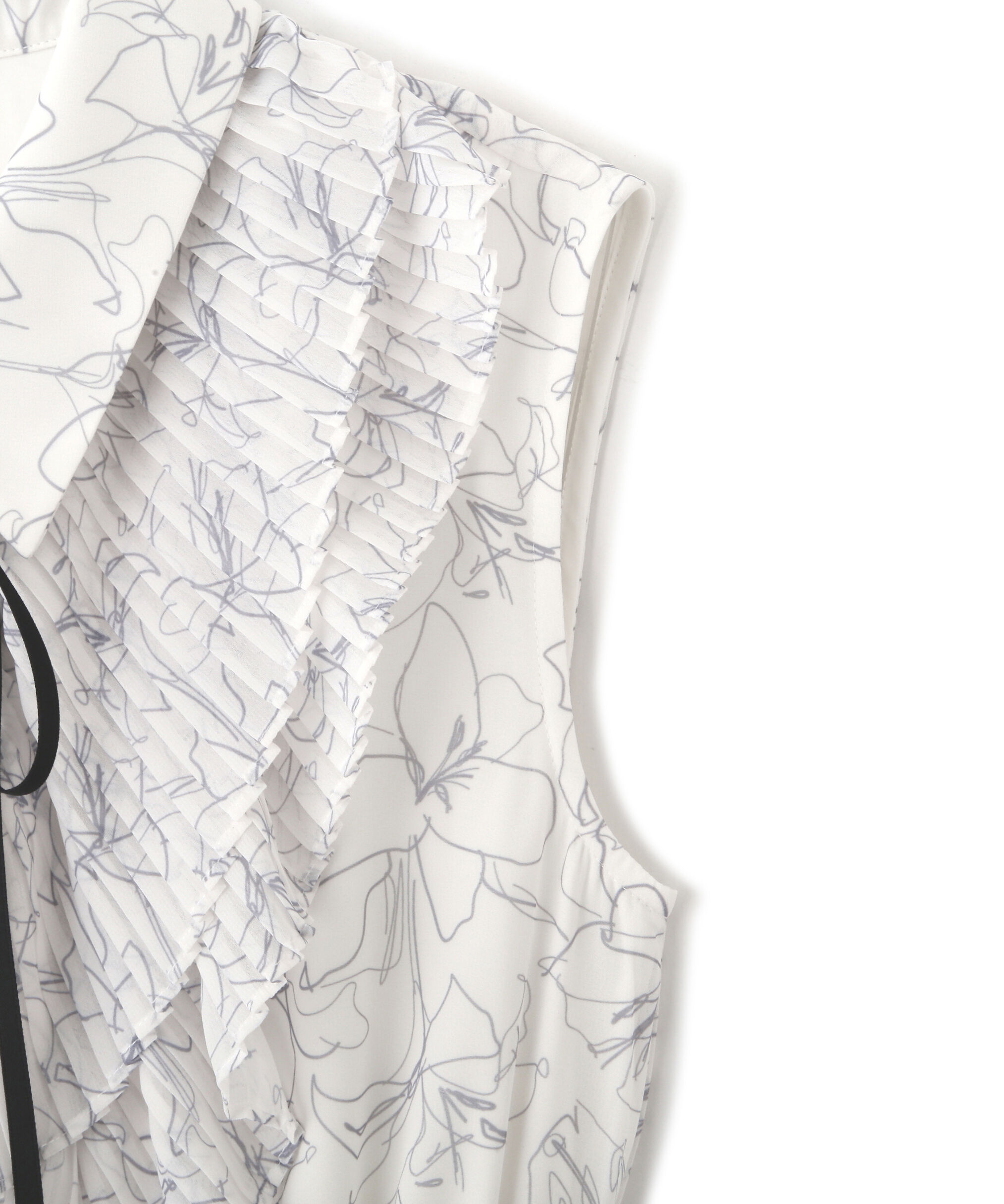  「プリーツフリルプリントワンピース」|ワンピース|