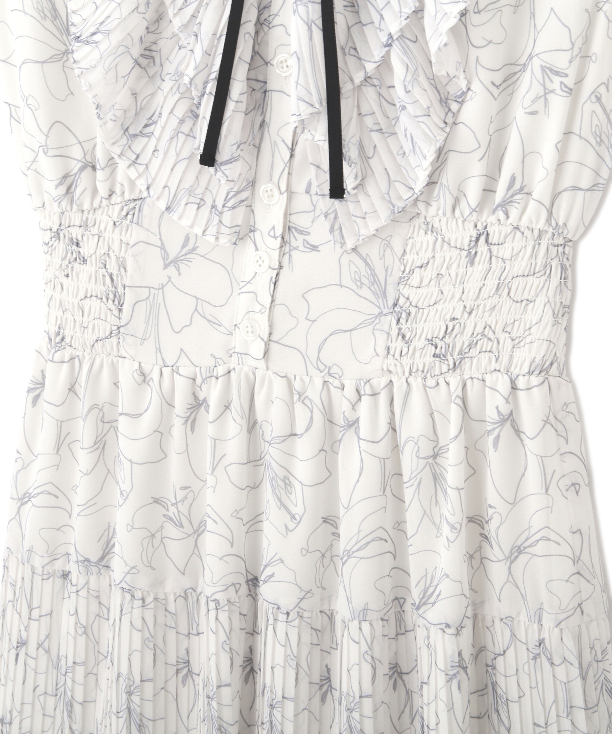  「プリーツフリルプリントワンピース」|ワンピース|