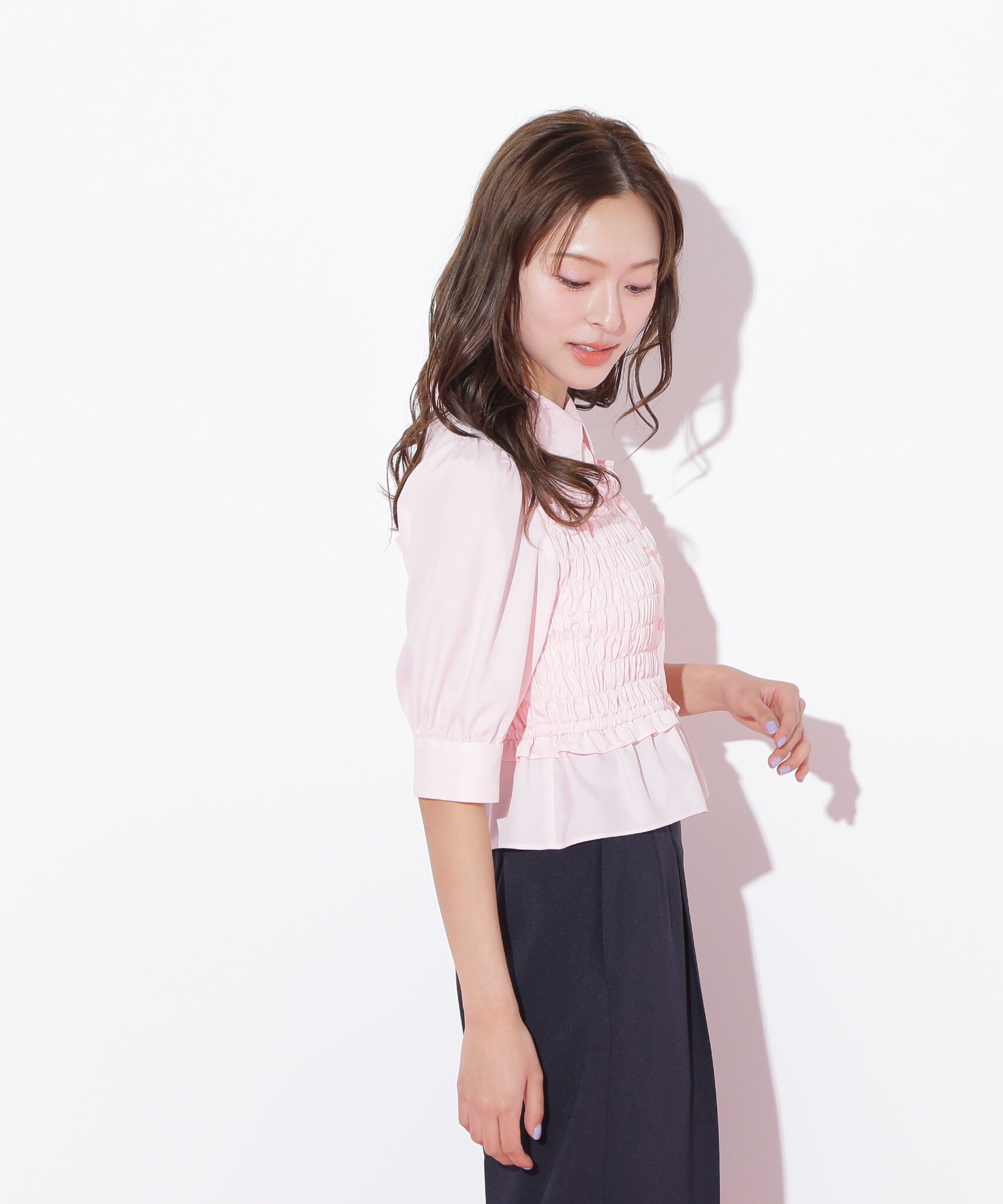  「ビスチェ風シャーリングブラウス」|シャツ・ブラウス|