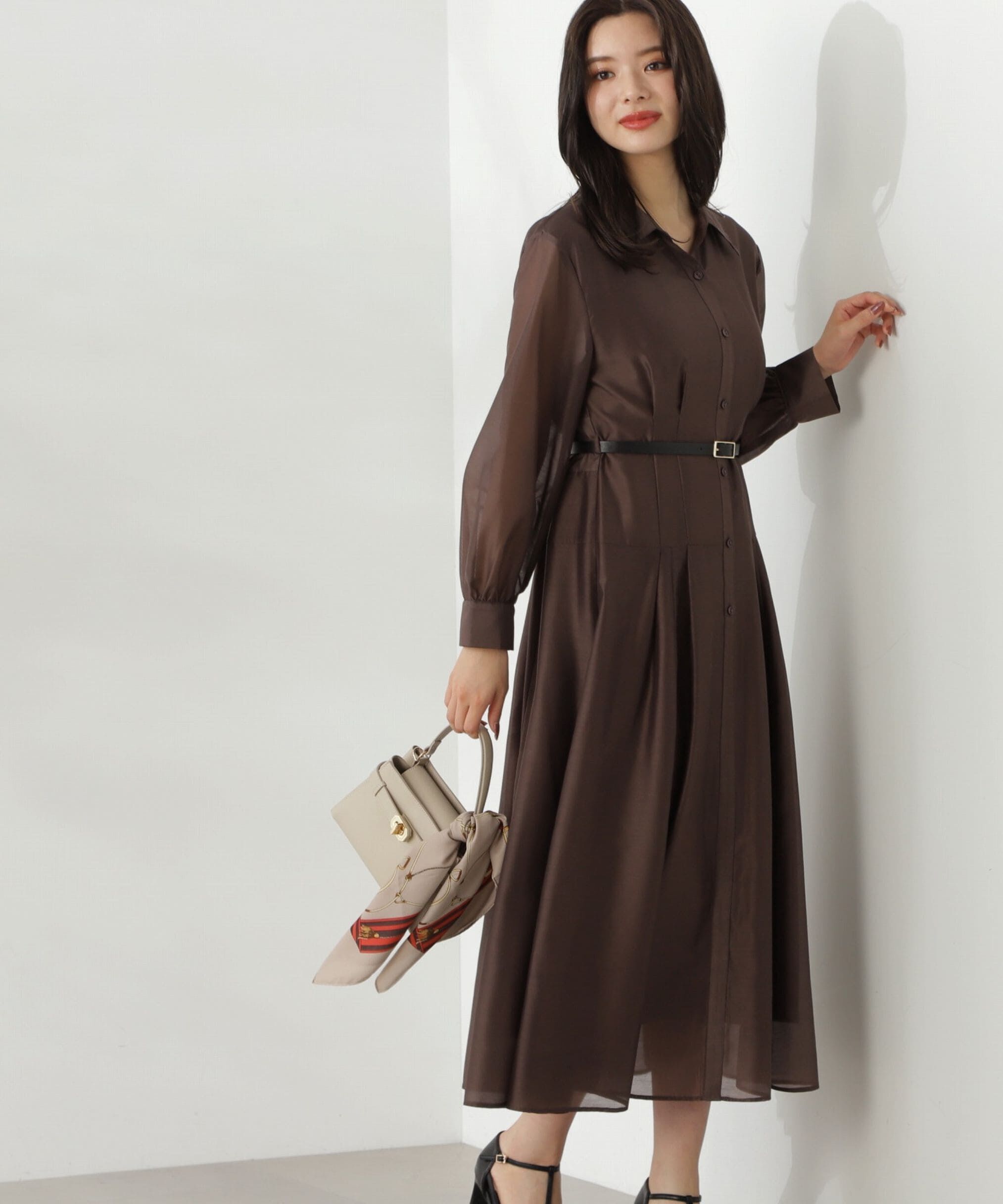 PROPORTION BODY DRESSING「切り替えタックシャツワンピース24AW」|ワンピース|