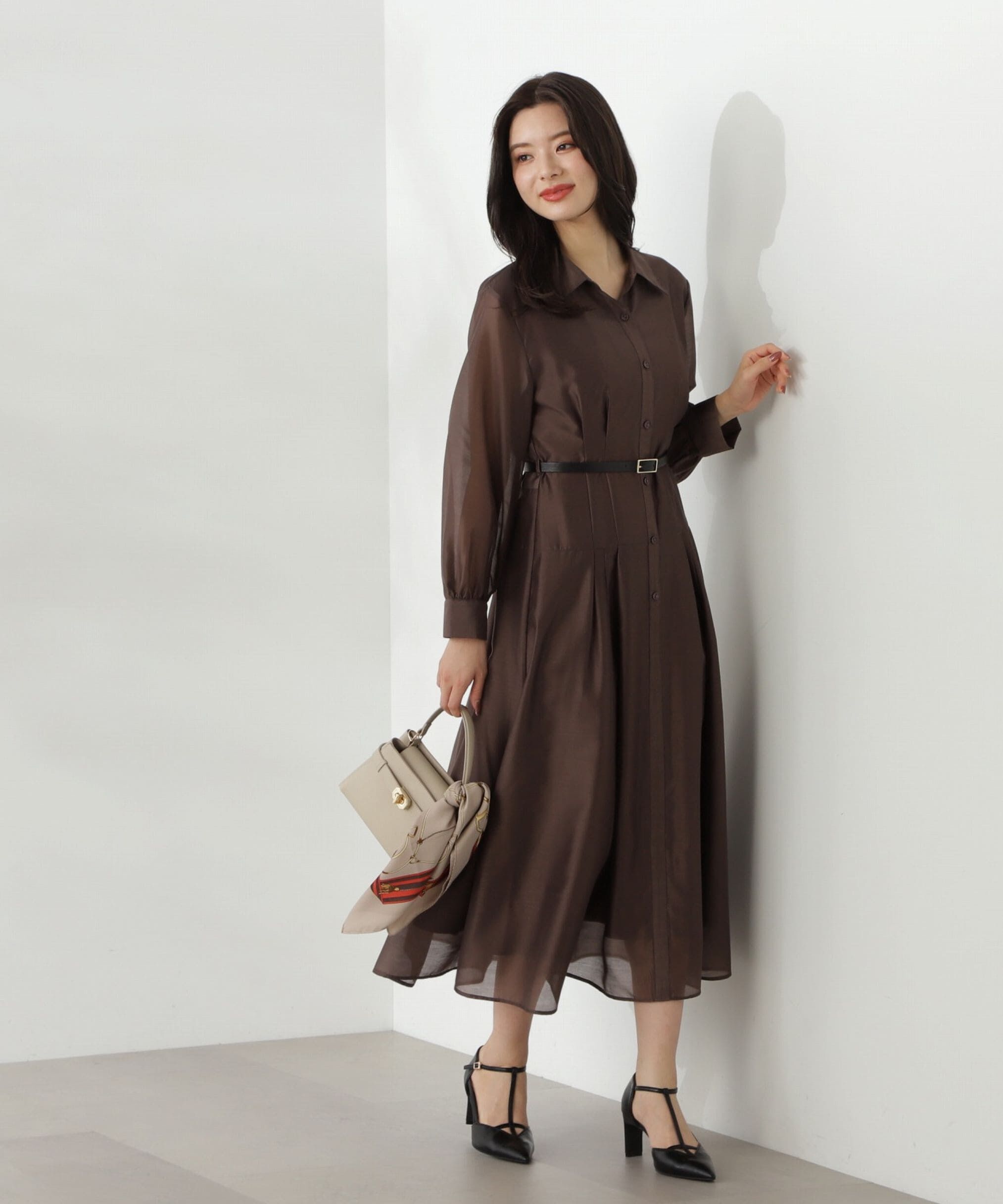 PROPORTION BODY DRESSING「切り替えタックシャツワンピース24AW」|ワンピース|