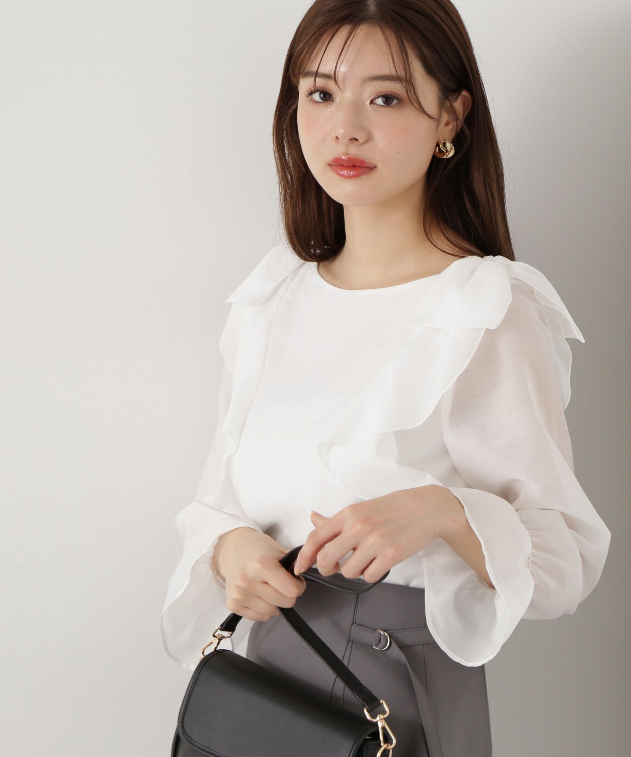 PROPORTION BODY DRESSING「リボンラッフルブラウス」|シャツ・ブラウス|ホワイト