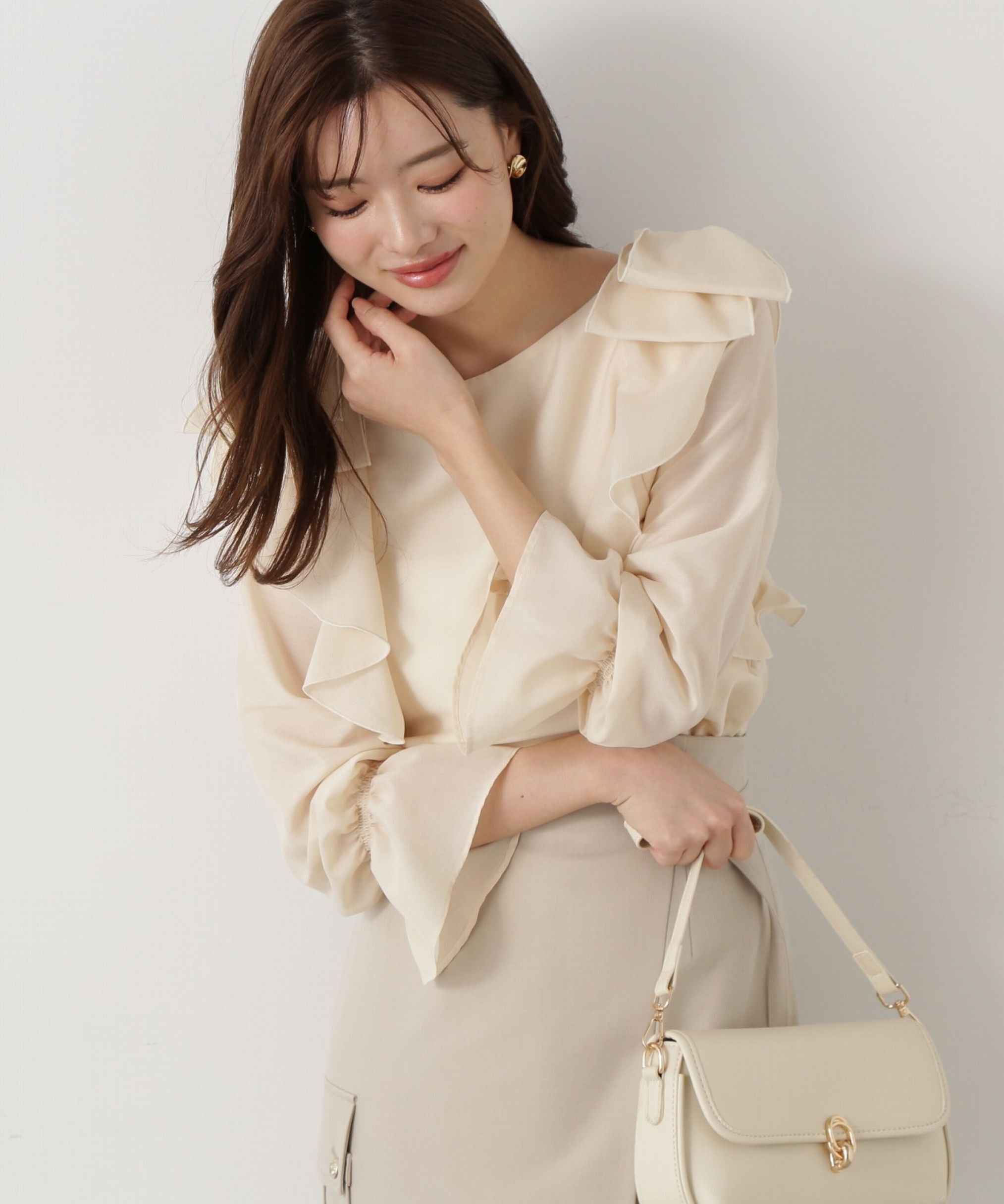 PROPORTION BODY DRESSING「リボンラッフルブラウス」|シャツ・ブラウス|イエロー