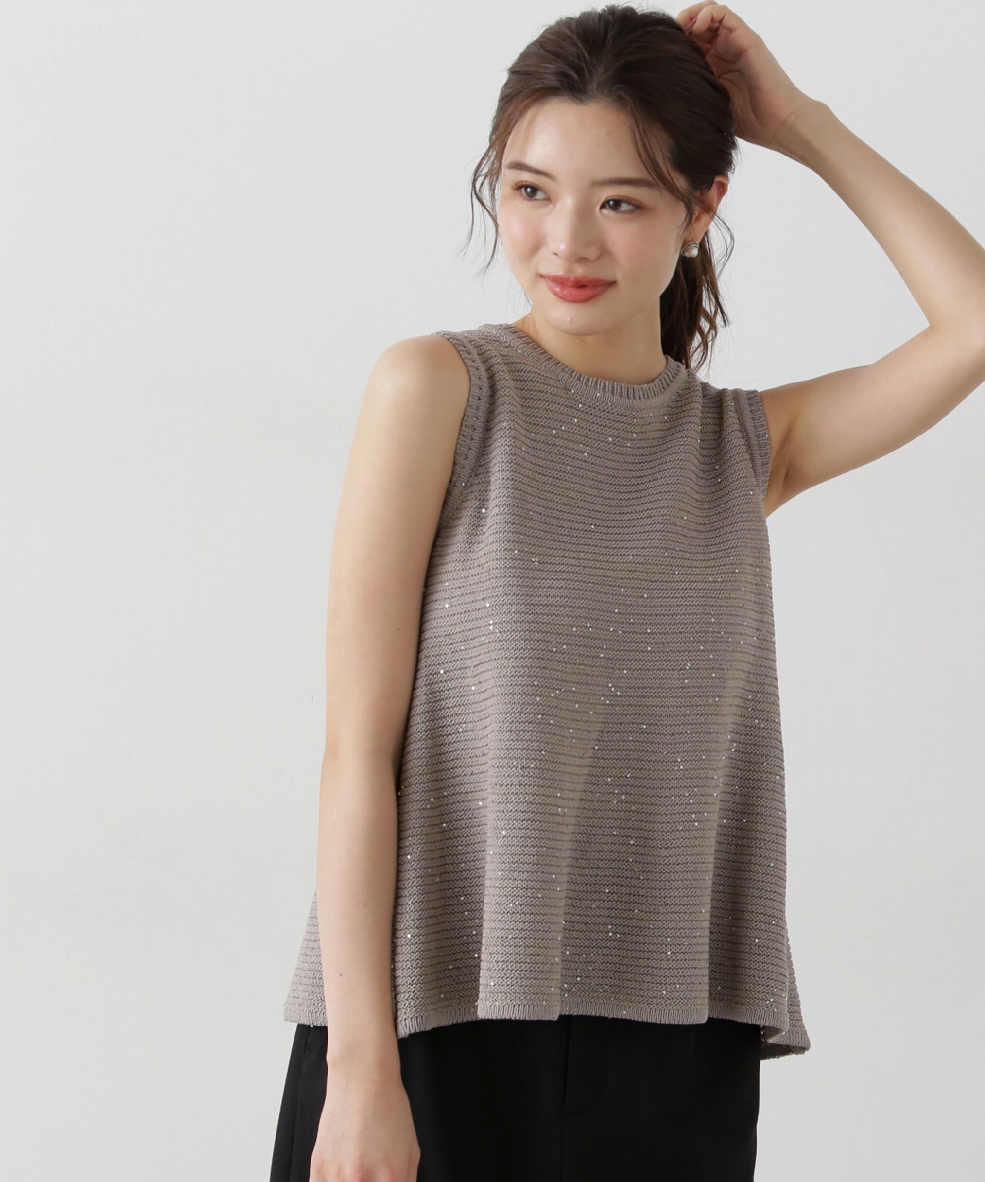 PROPORTION BODY DRESSING「スパンコールノースリニット」|ニット・セーター|